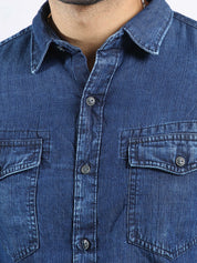 Paris Western Blue Denim Shirt for Men 