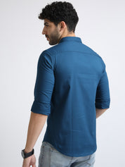 Saber Blue Stretch Slim fit Shirt