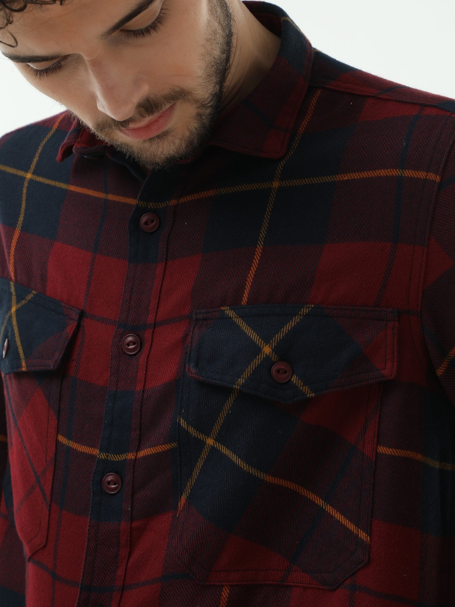 Maroon Check Over Shirt for Men 