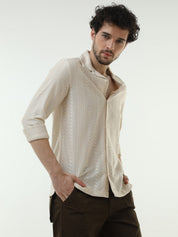 Textured Crochet Cream Shirt