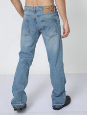 Ripped Flare Blue Jeans for Men 