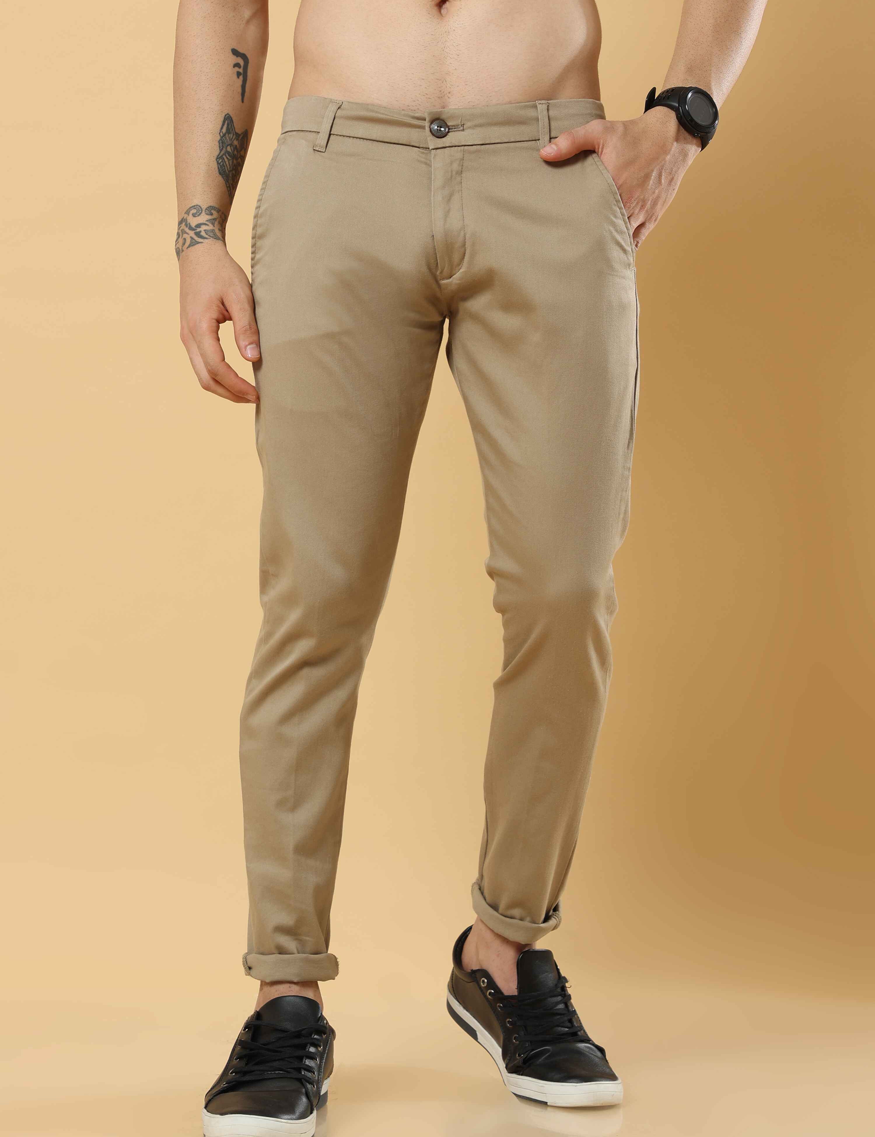 Light Khaki Feather Feel Chinos Trousers
