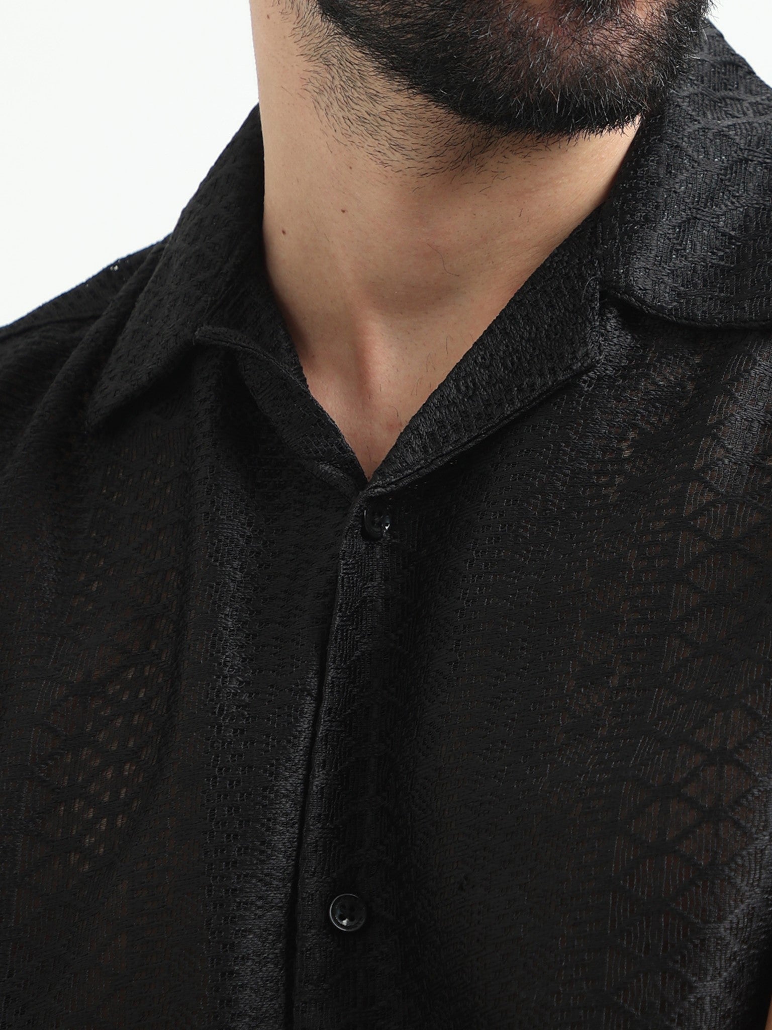Exo Crochet Black Shirt for Men