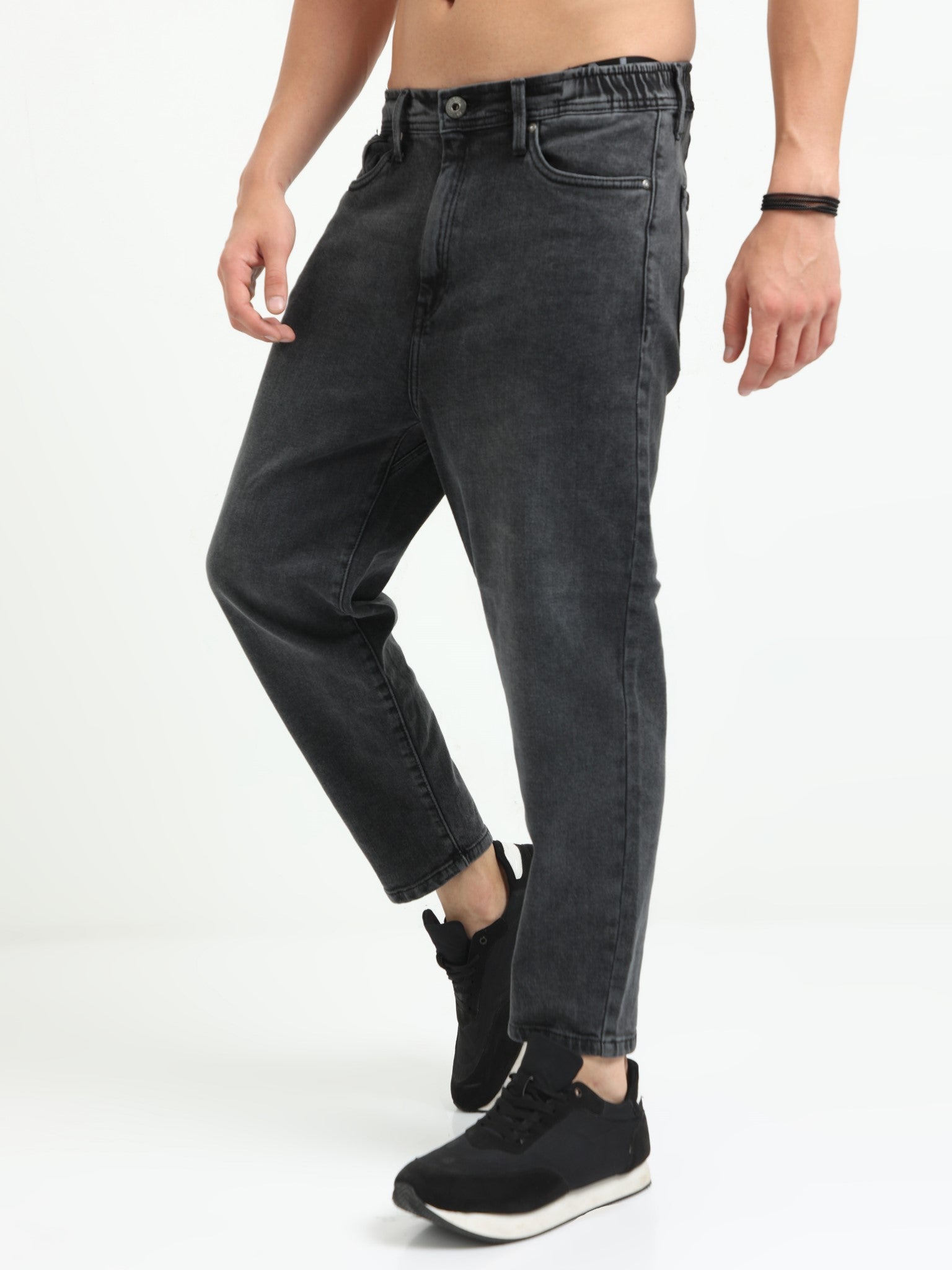 Dark Grey Slouchy Fit Jeans for Men 