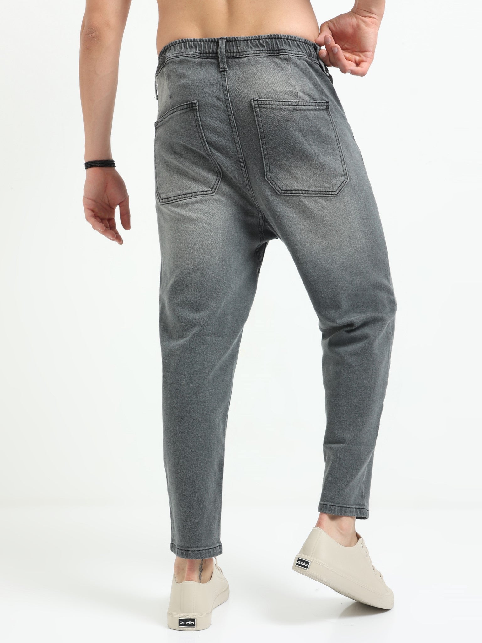Light Grey Slouchy Fit Jeans for Men 