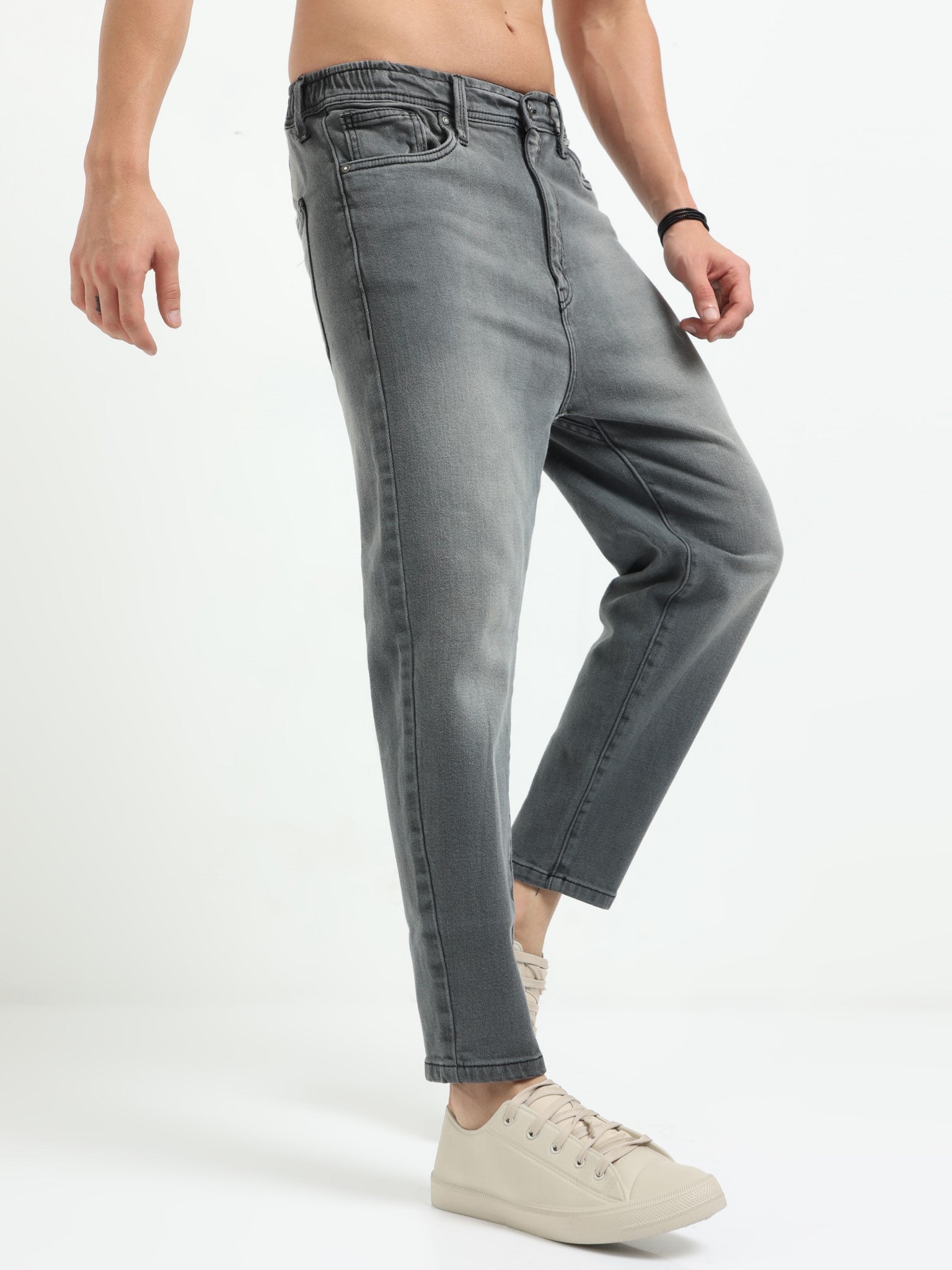 Light Grey Slouchy Fit Jeans for Men 