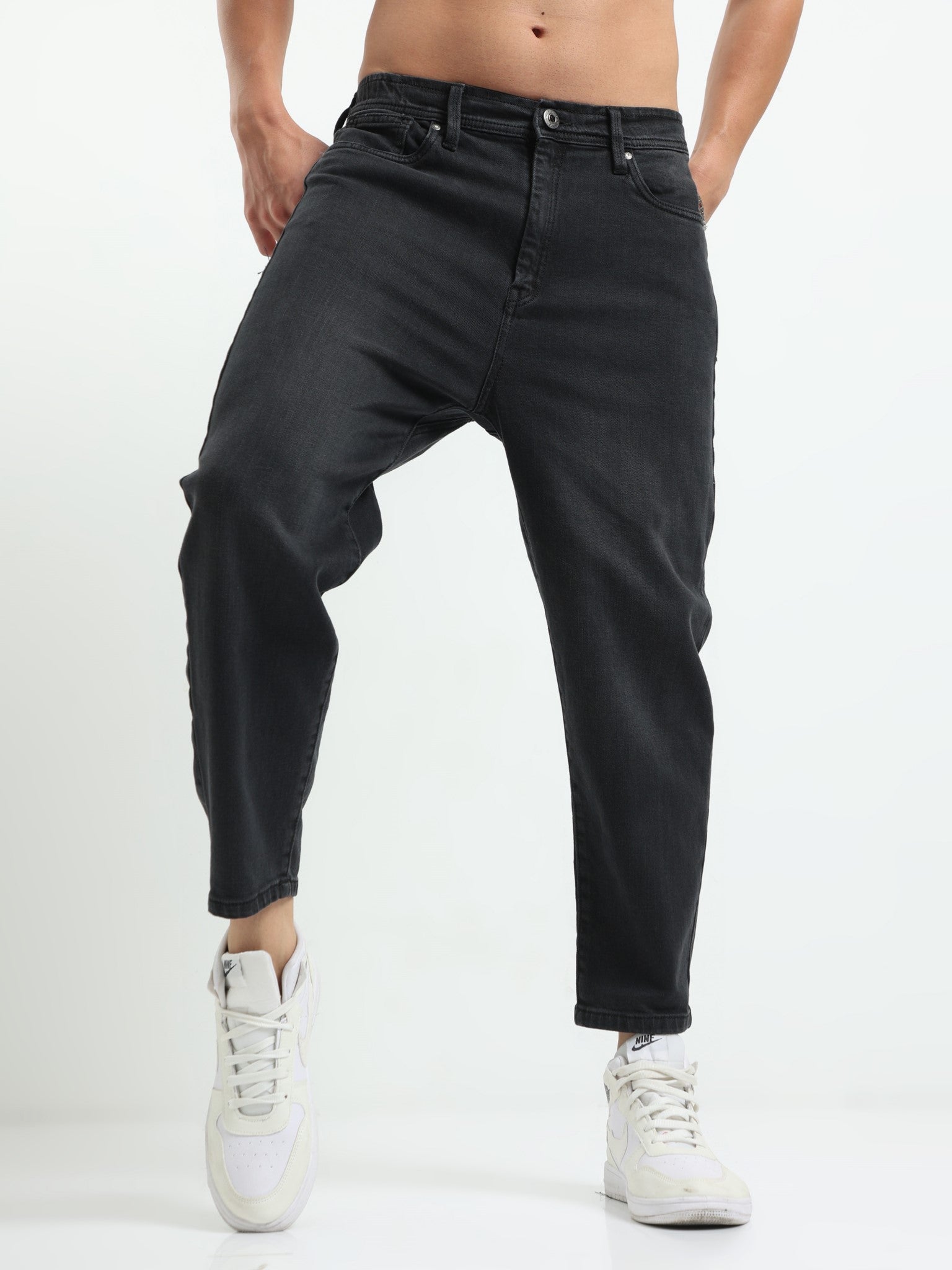 Black Slouchy Fit Jeans for Men 