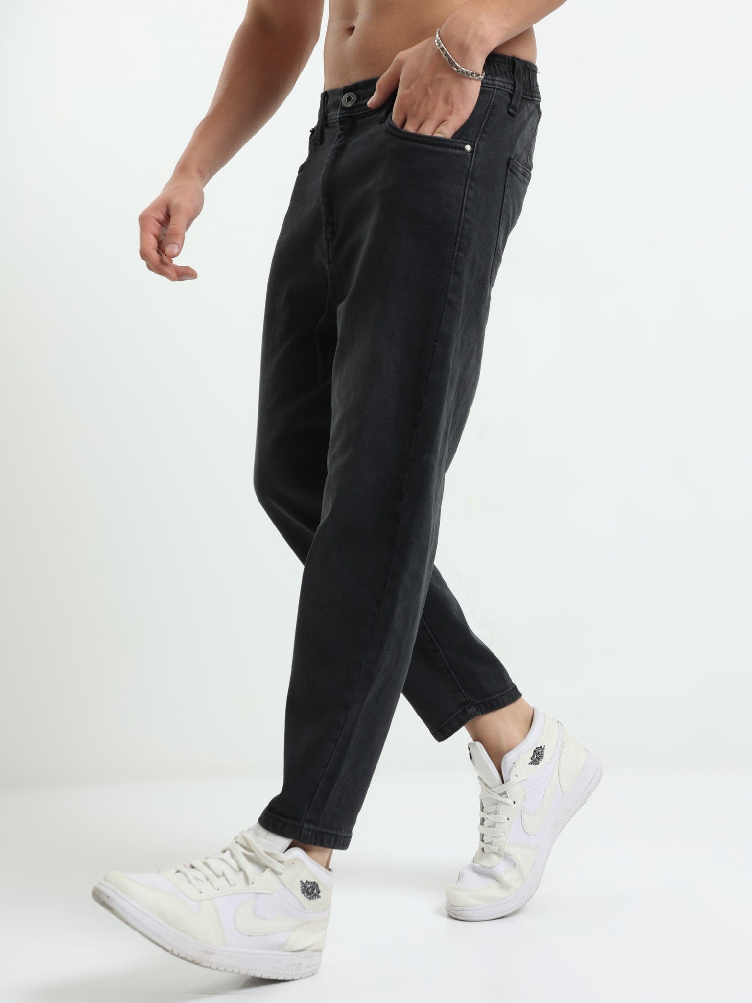 Black Slouchy Fit Jeans for Men 