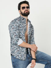 Camouflage Abstract Print White Shirt