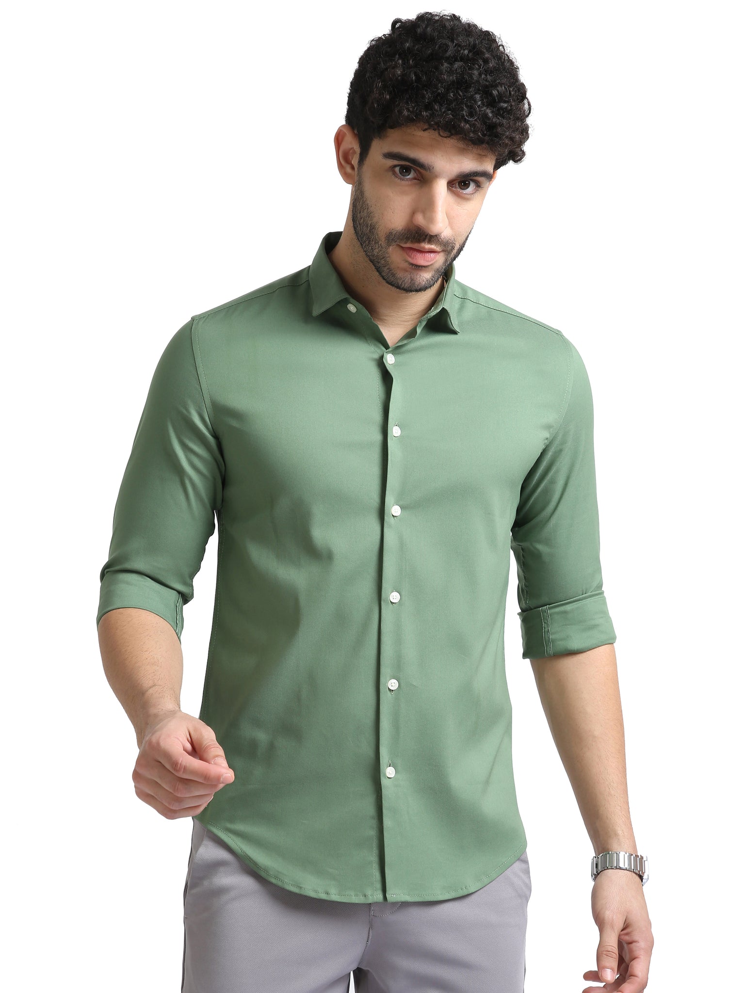 Saber Green Stretch Slim fit Shirt