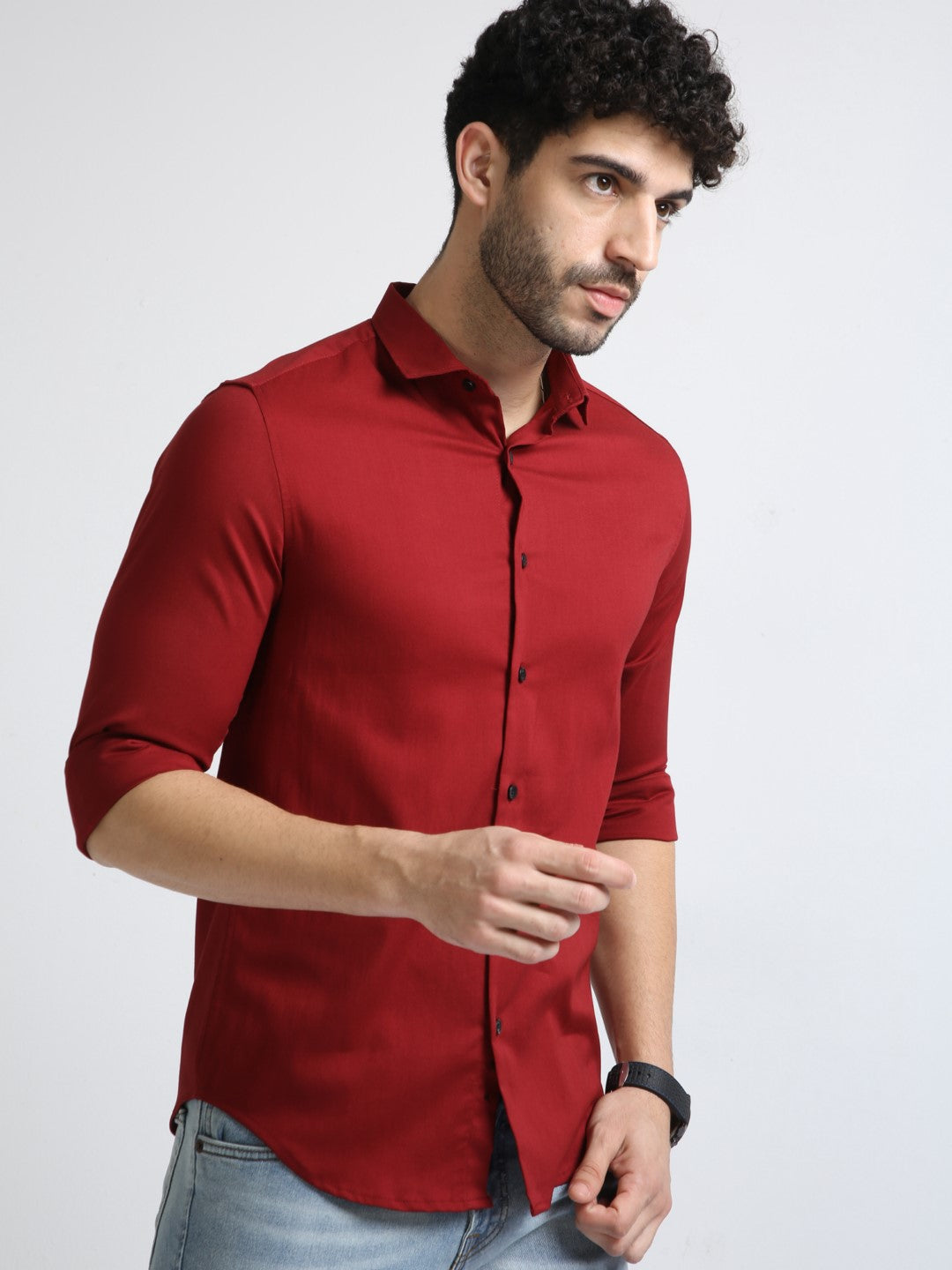 Saber Red Stretch Slim fit Shirt