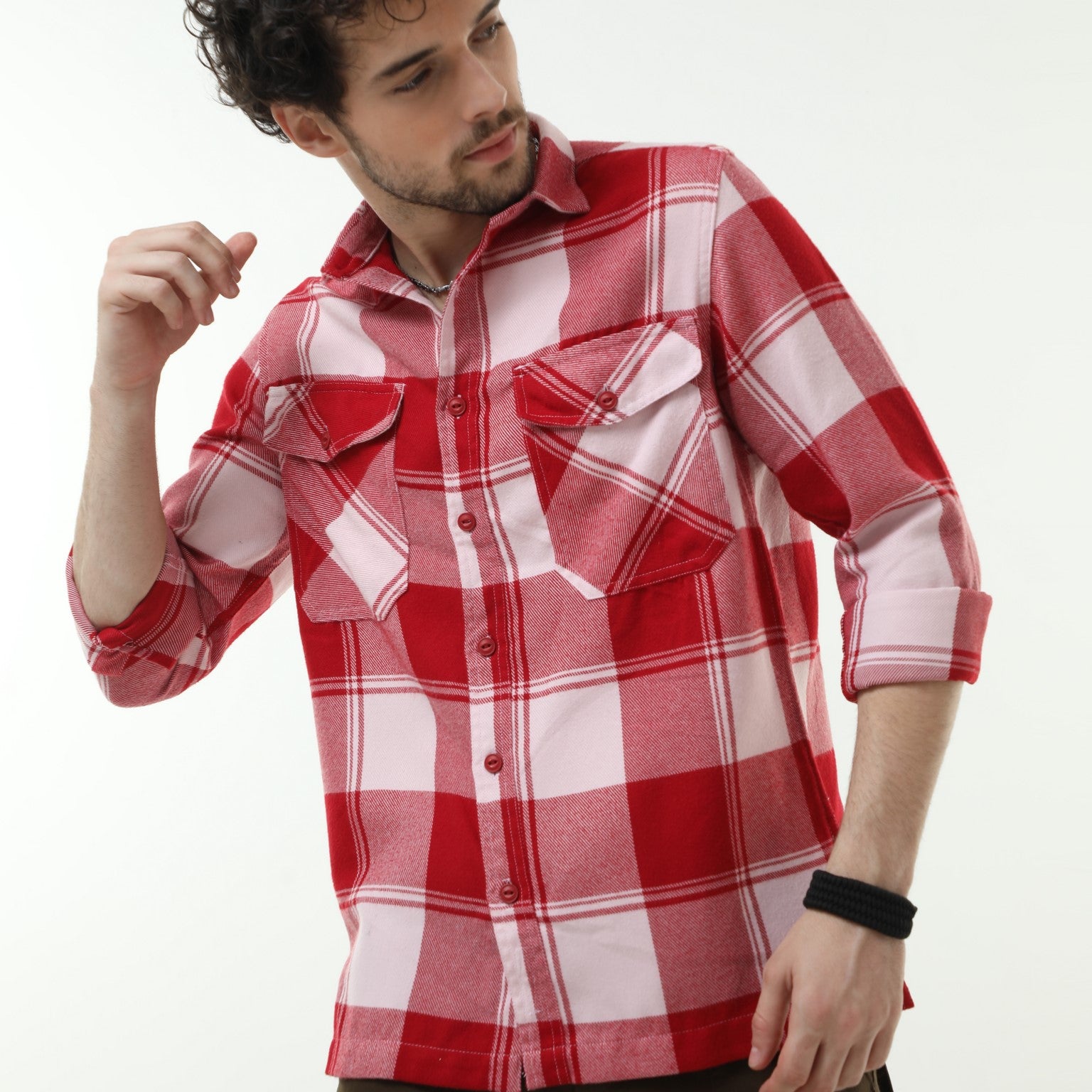 Red Check Over Shirt for Men 
