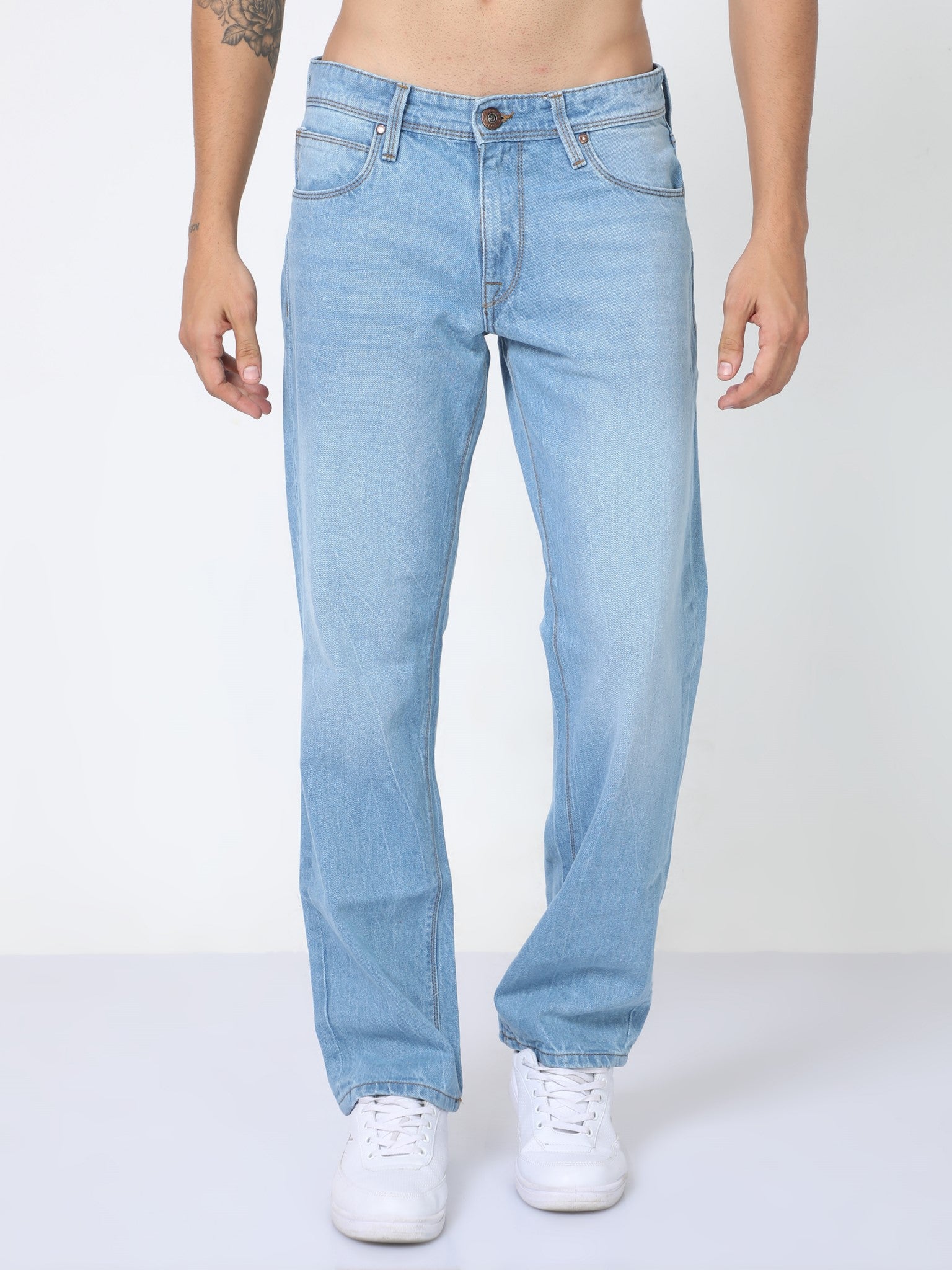 Boozy Sky Blue Loose Fit Jeans for Men 