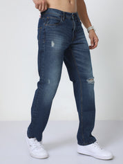 Boozy Bold Blue Loose Fit Jeans for Men 