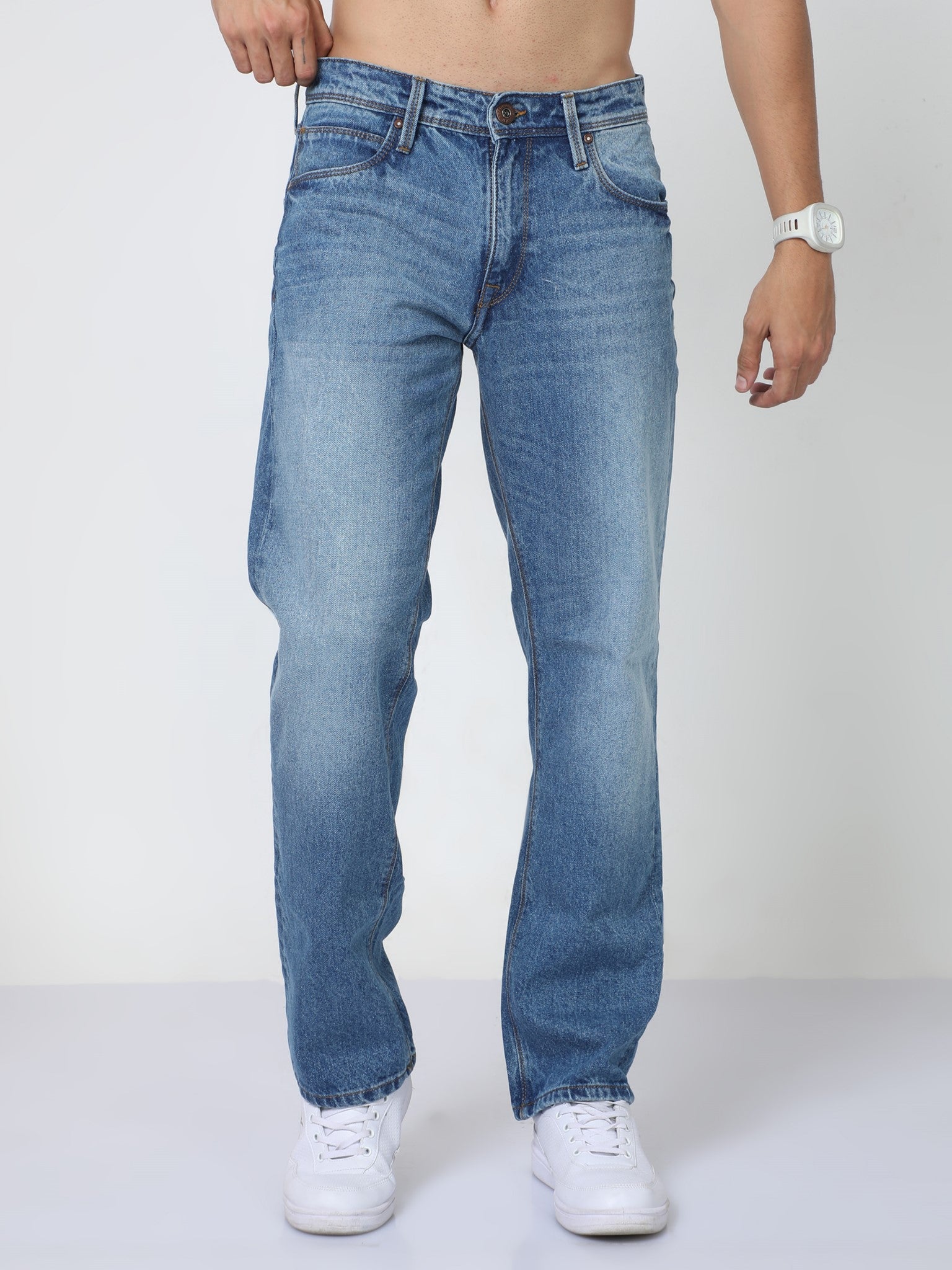 Boozy Blue Loose Fit Jeans for Men 