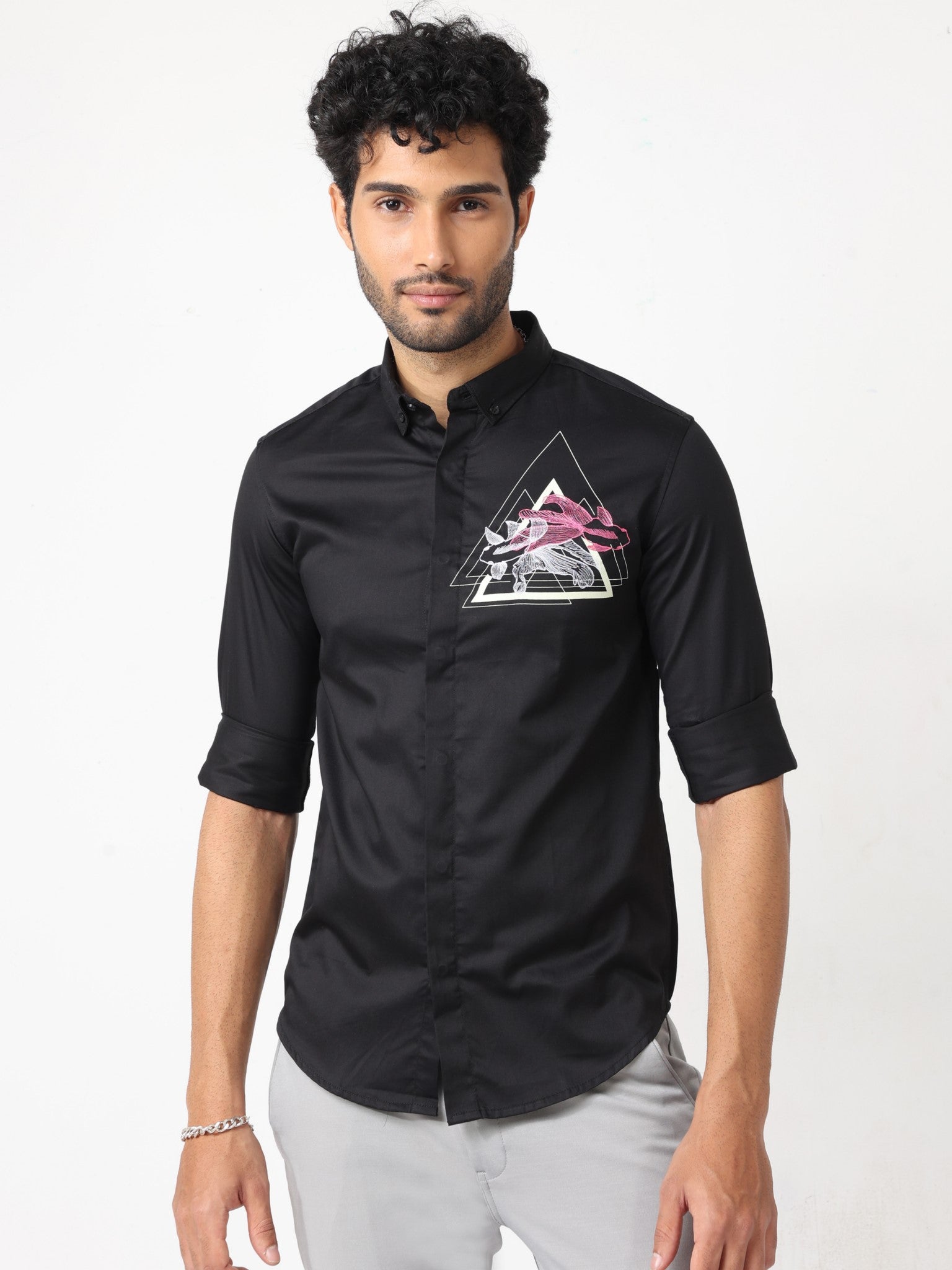 Triangle Black Printed Shirt
