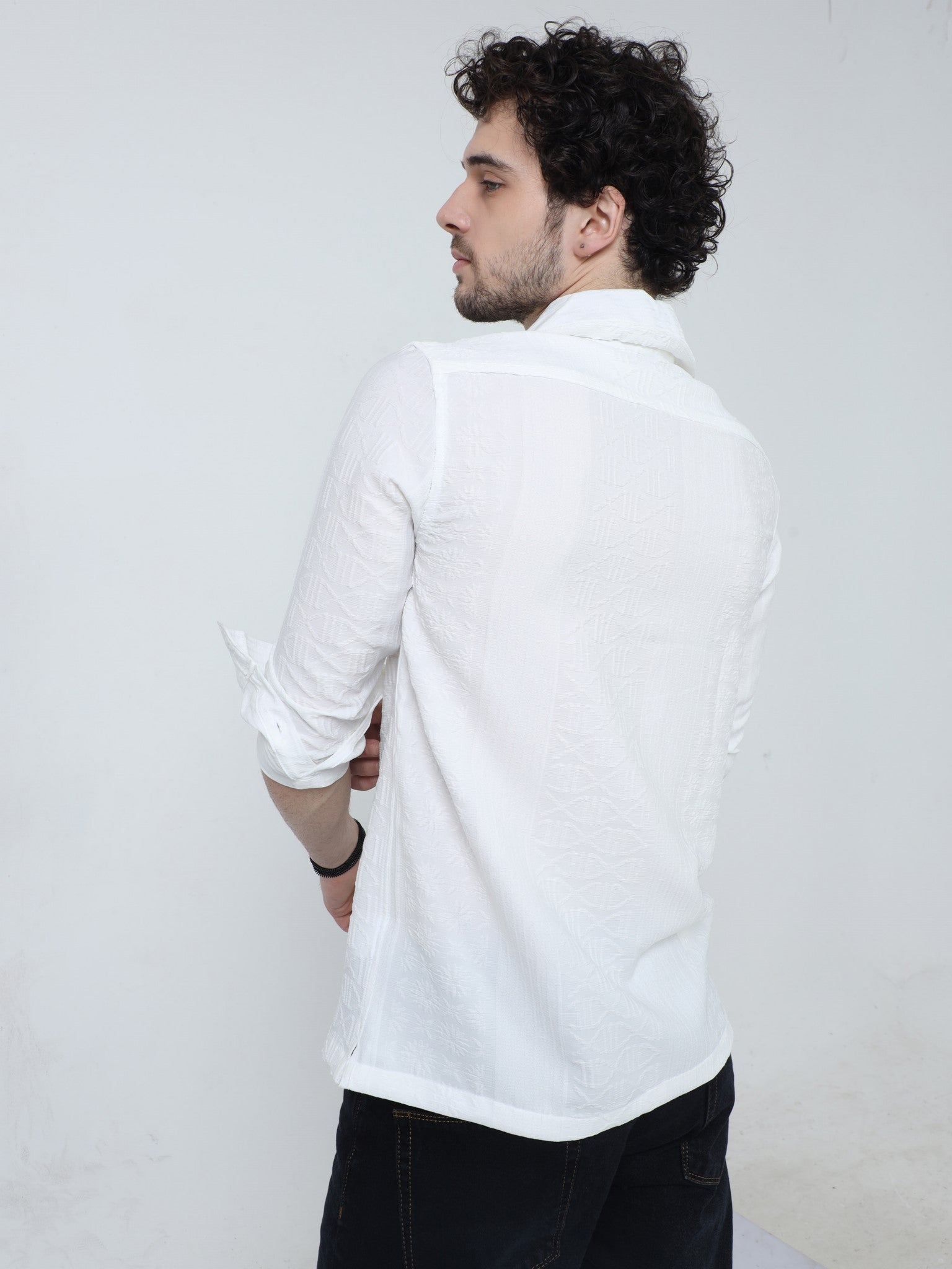 Structured Jacquard White Shirt