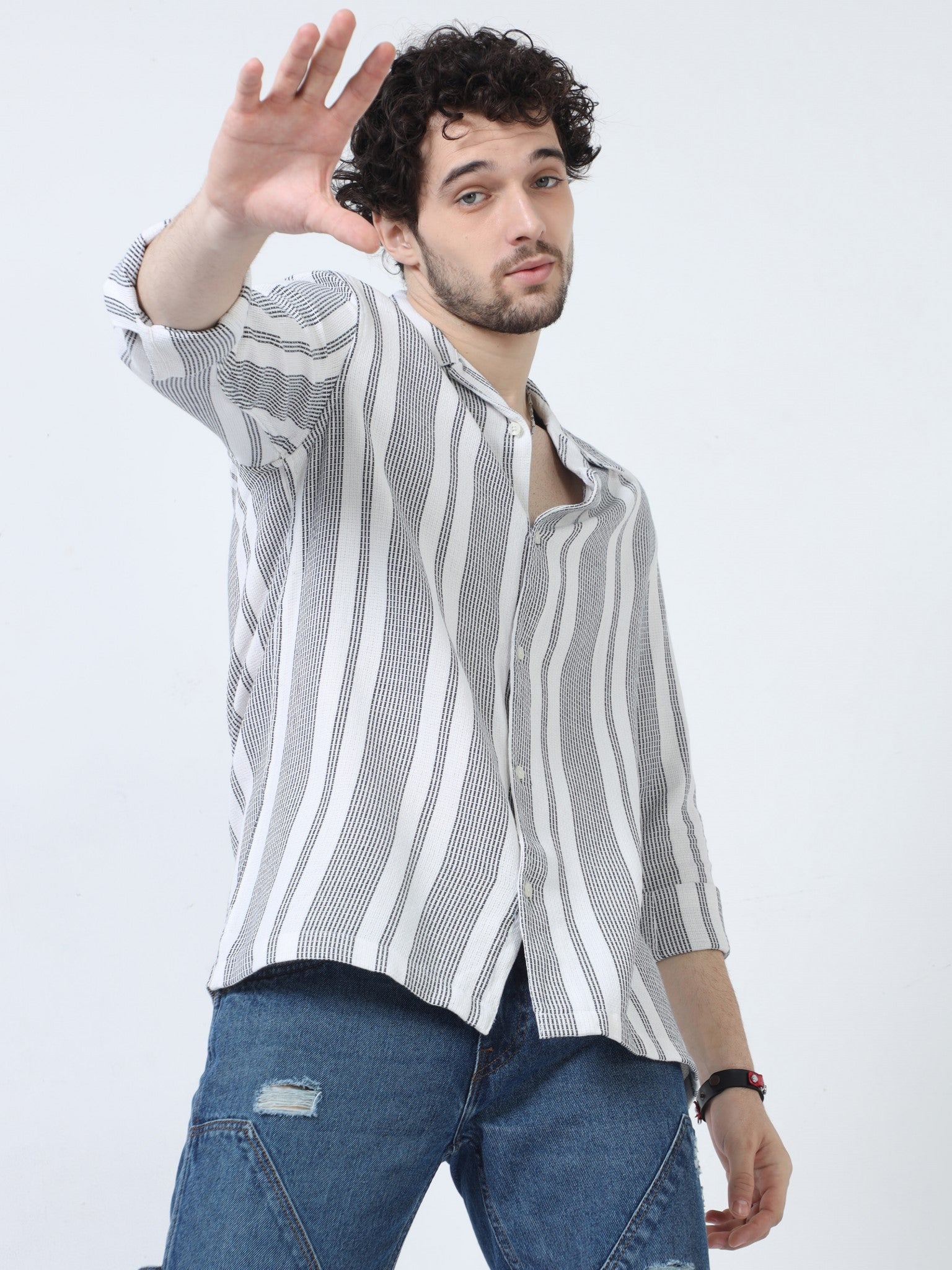 Chalk Stripe White Shirt for Men