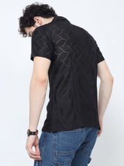 Leaf Crochet Black Shirt for Men