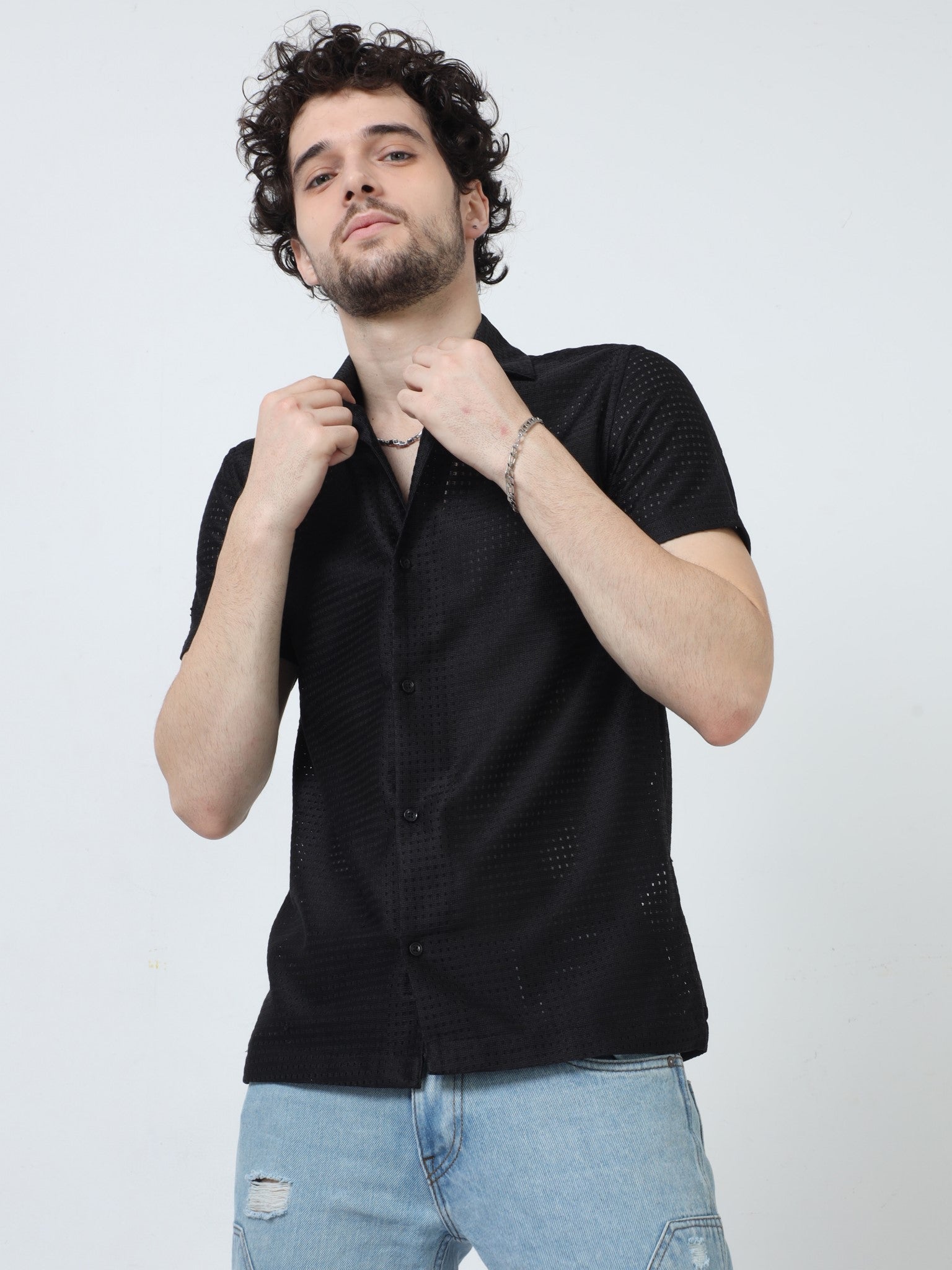 Crochet Black Shirt for Men