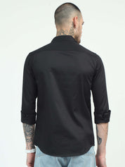 Pocket Printed Black Shirt