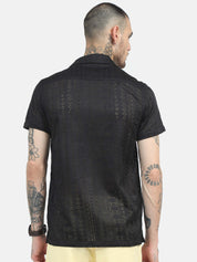 Bold Crochet Black Shirt