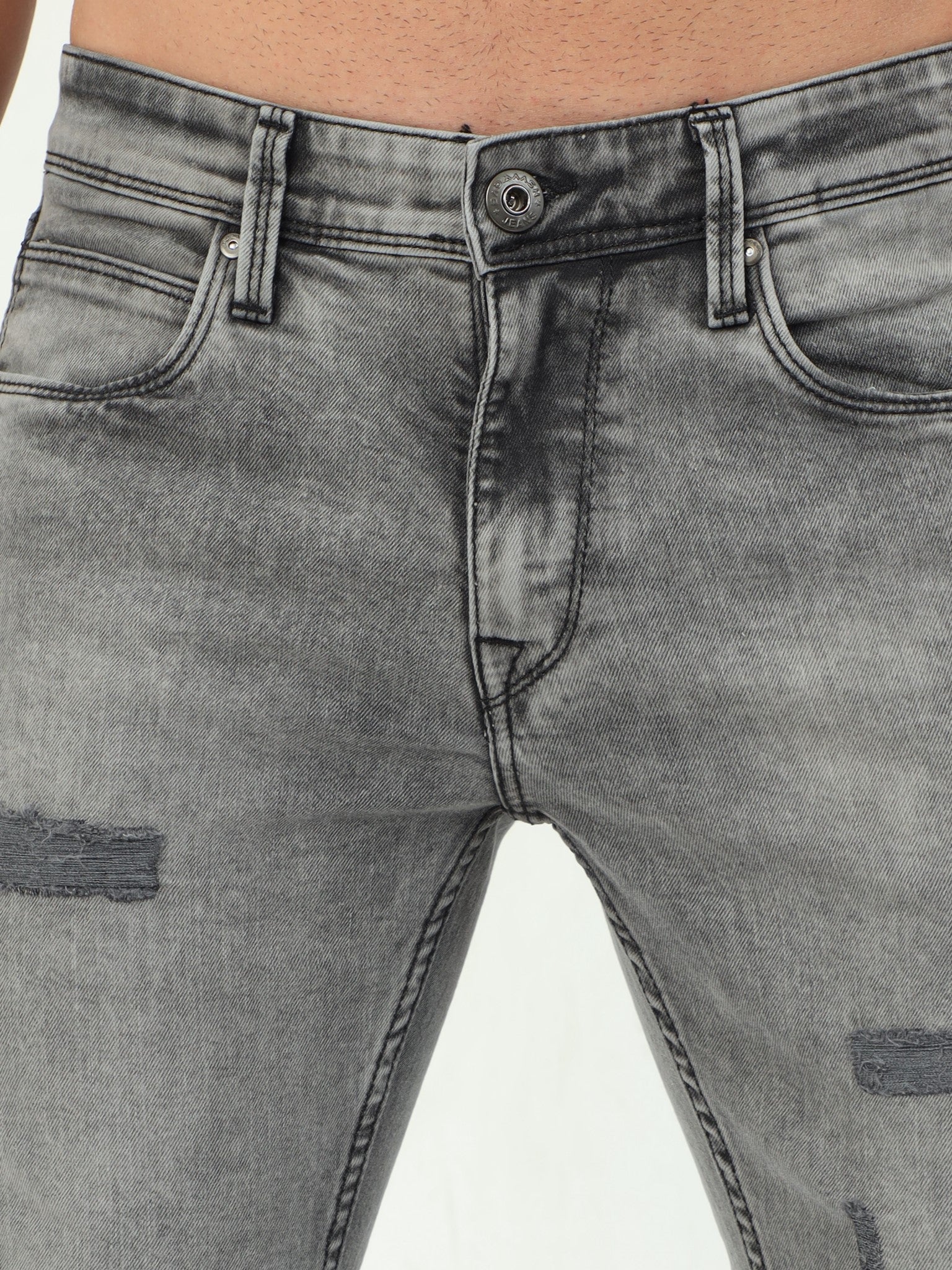 Lightgrey Slim Fit Jeans for Men 
