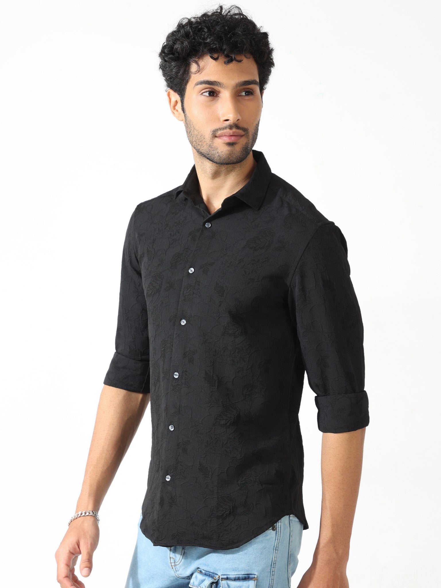 Abstract Jacquard Black Shirt