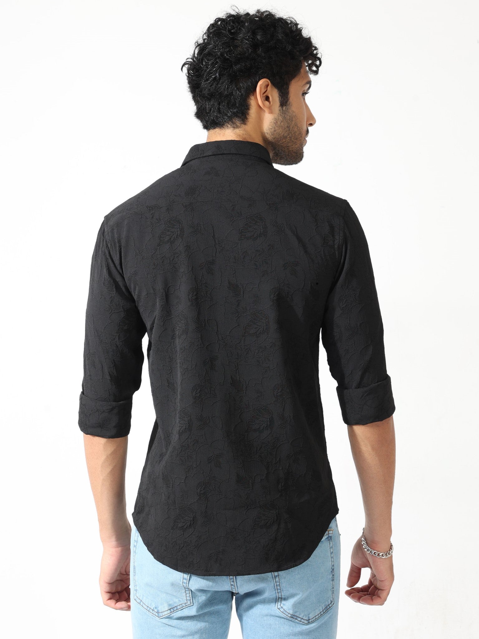 Abstract Jacquard Black Shirt