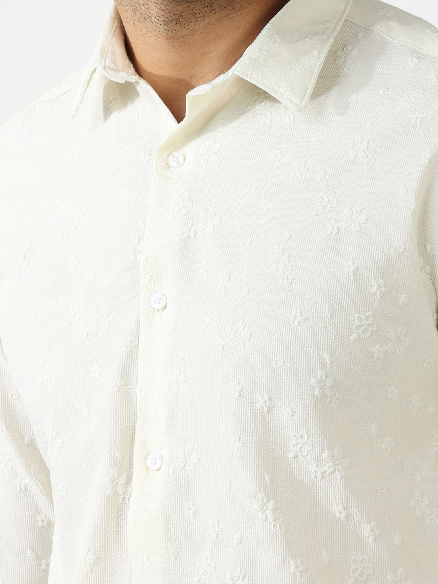 Flowly Jacquard White Shirt