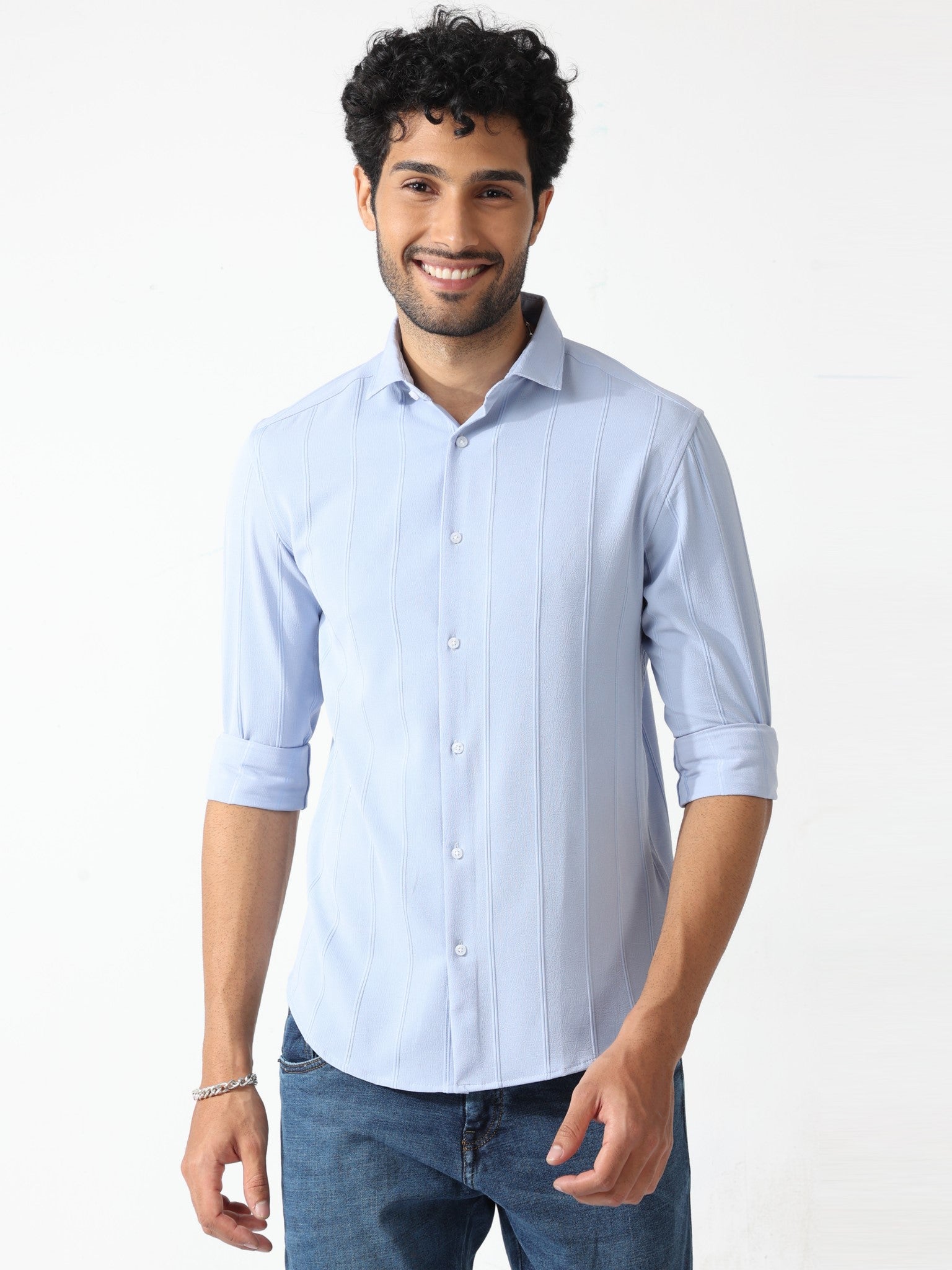 Self stripe Blue Shirt