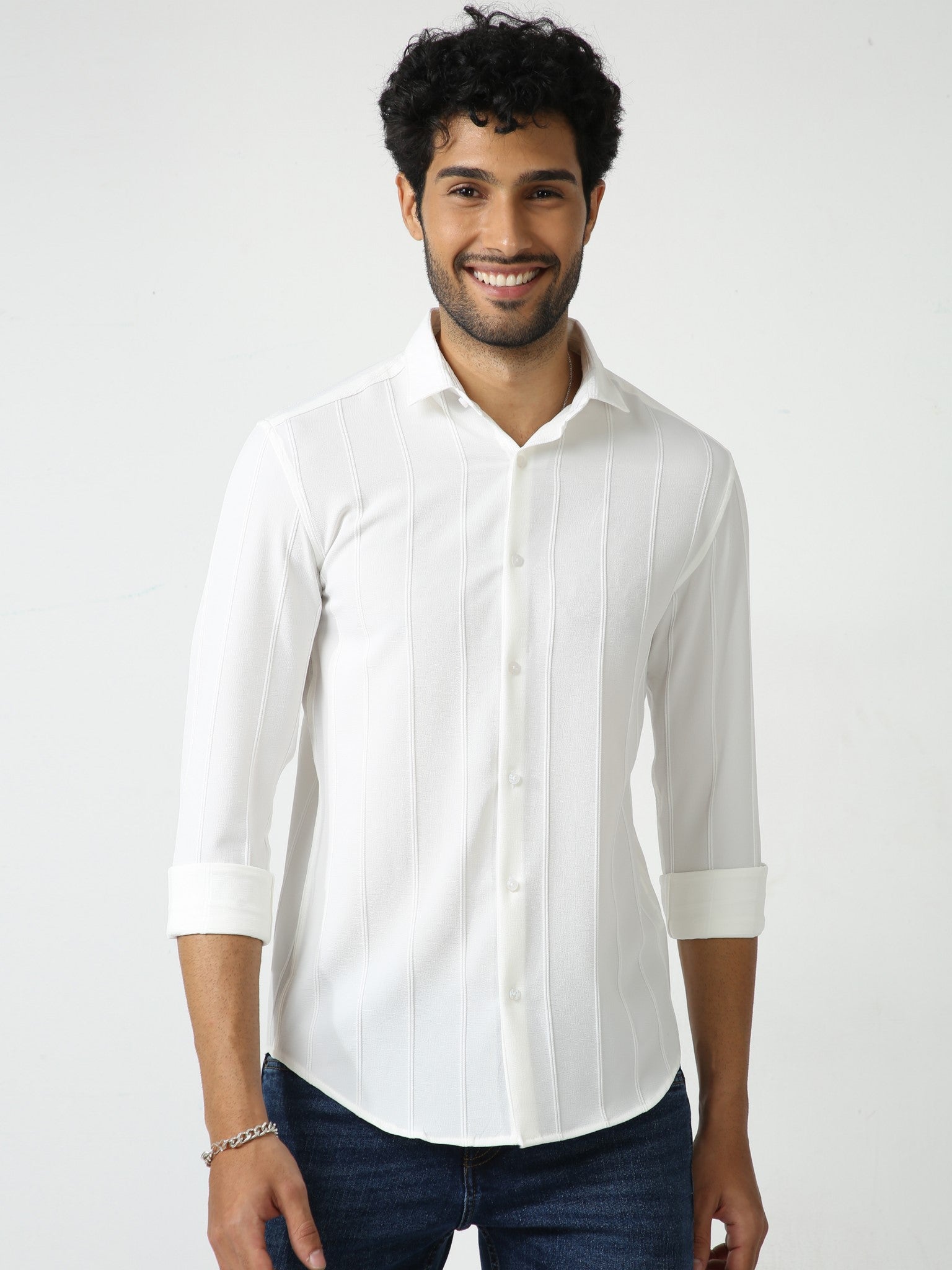 Self stripe White Shirt