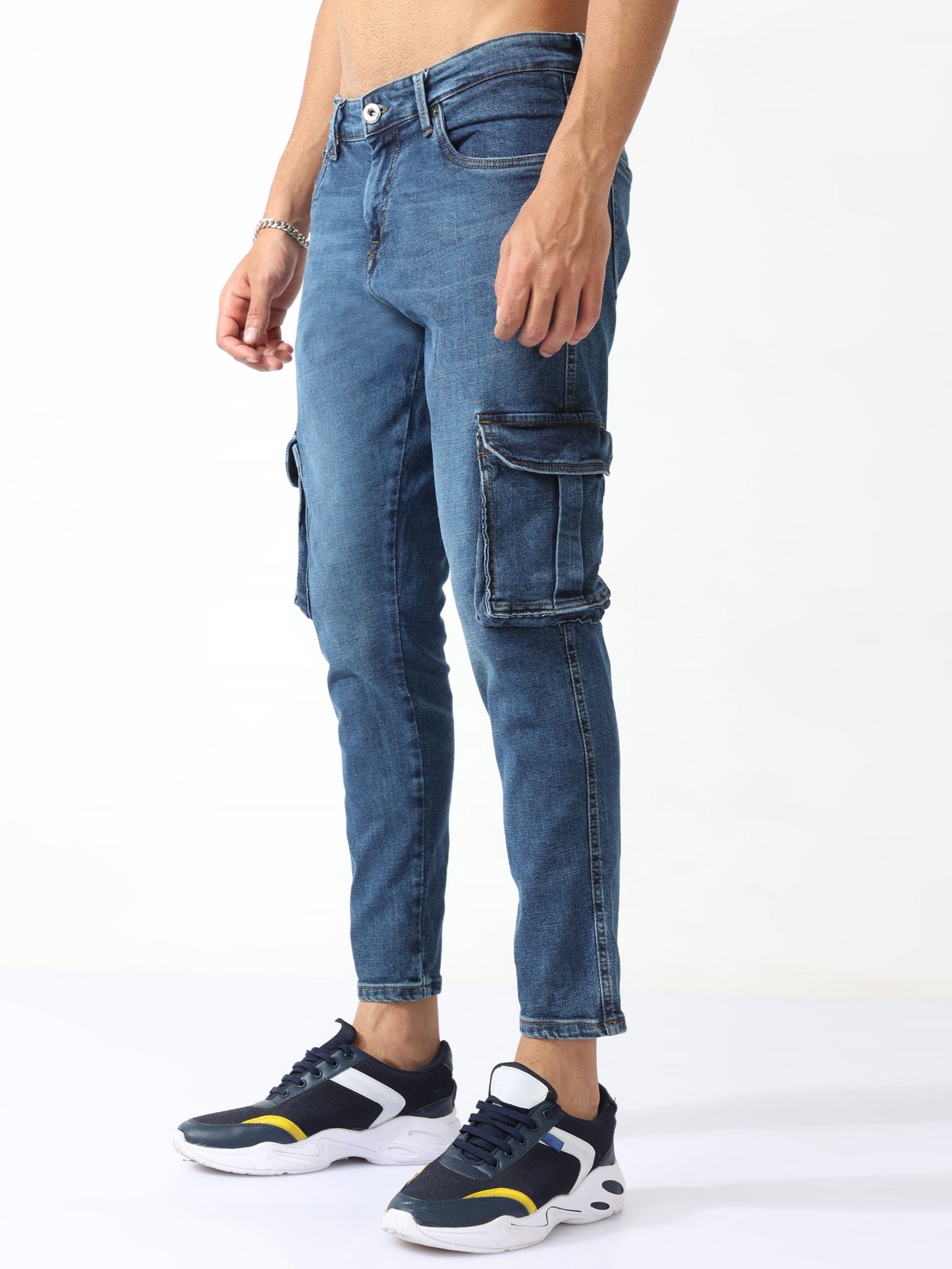 Street Style Blue Cargo Jeans