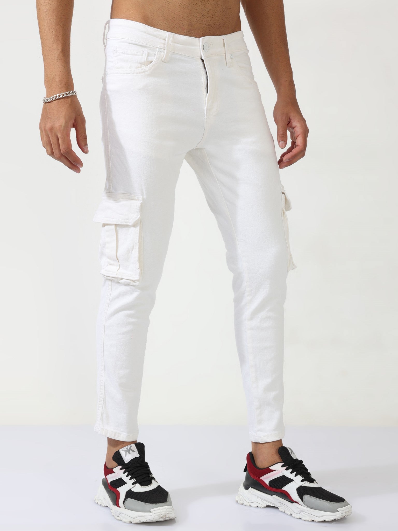 Super White Cargo Jeans