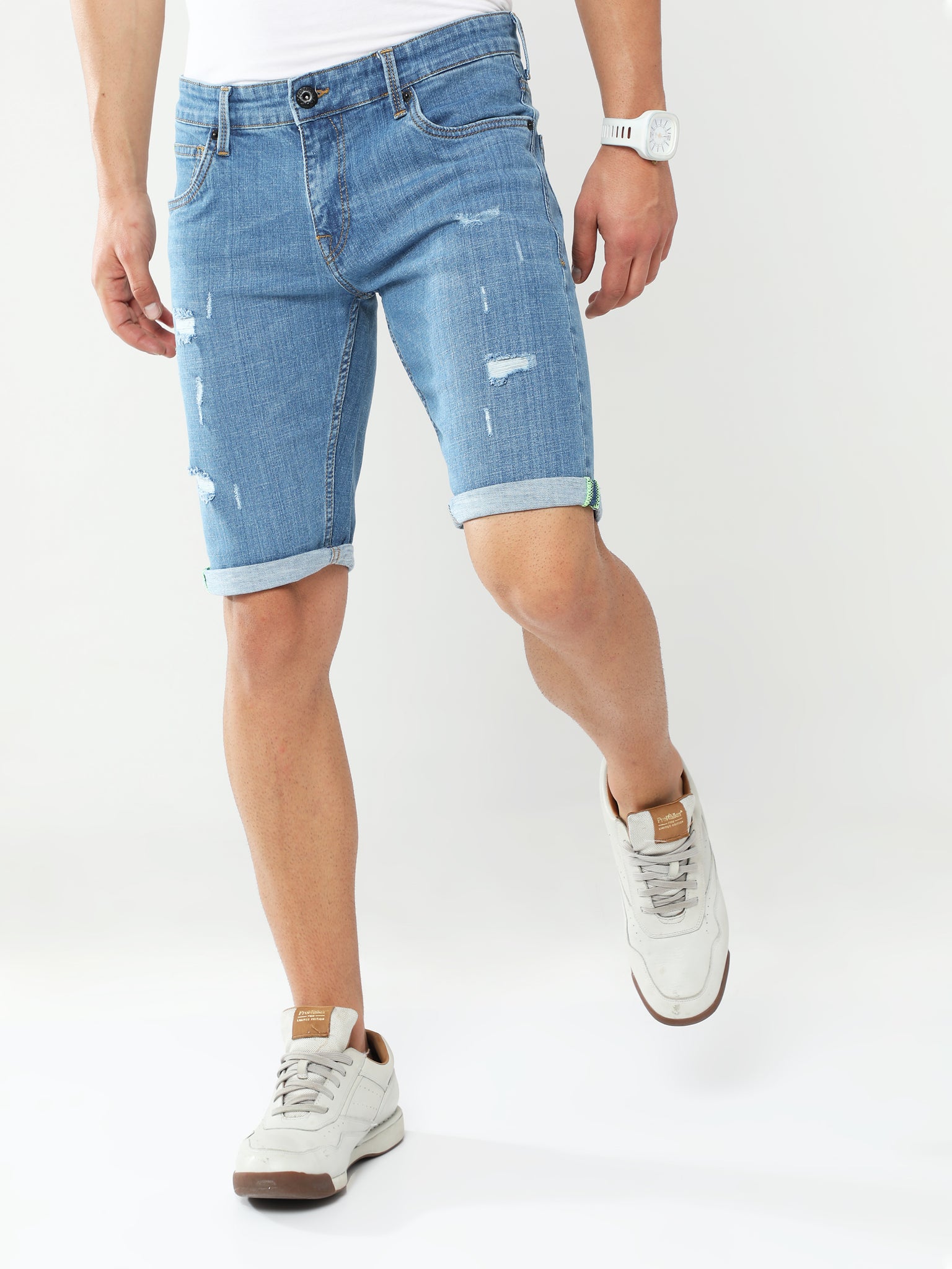 Stone Blue Denim Shorts