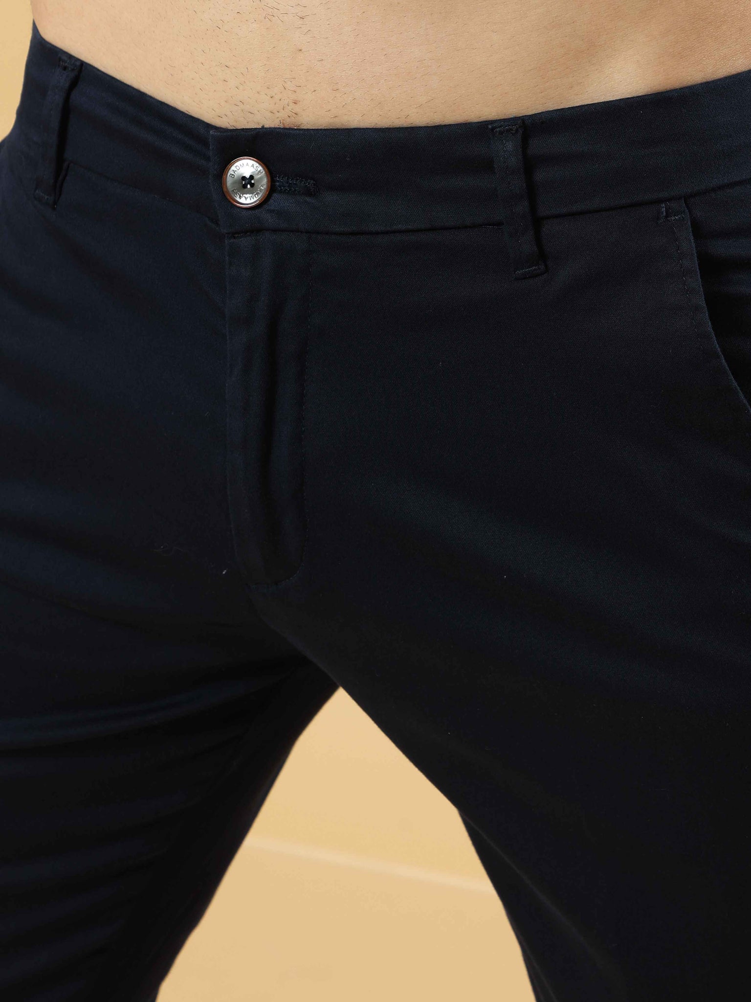 Navy Blue Feather Feel Chinos Trousers