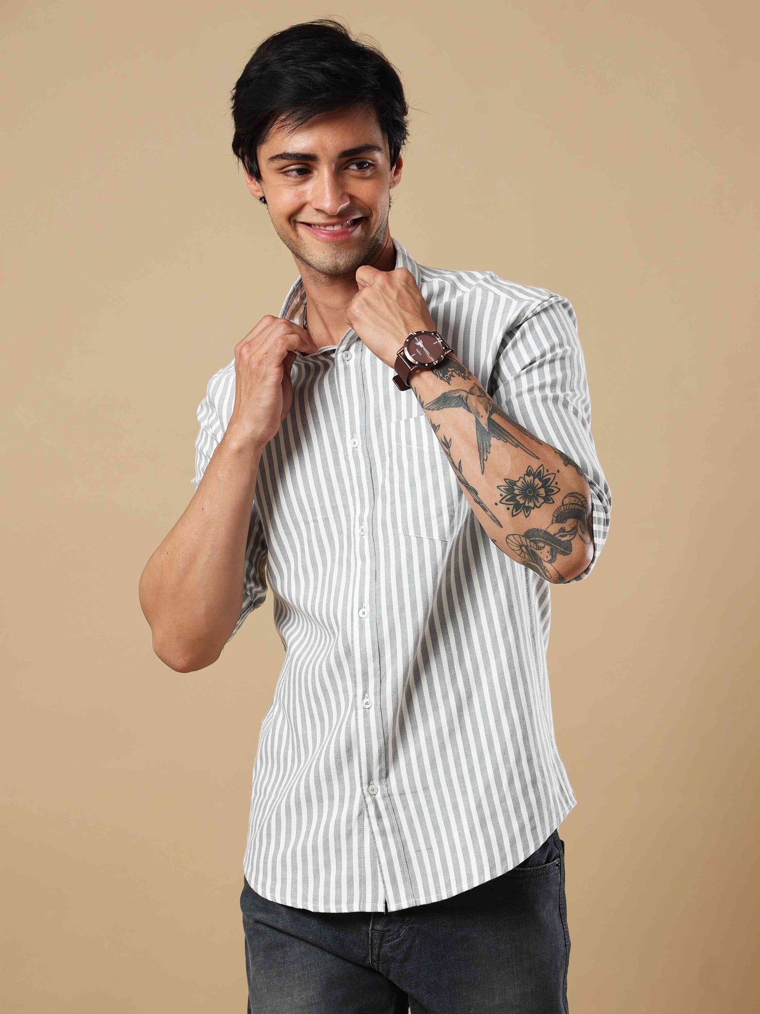 Clasico Stripe Brown Shirt