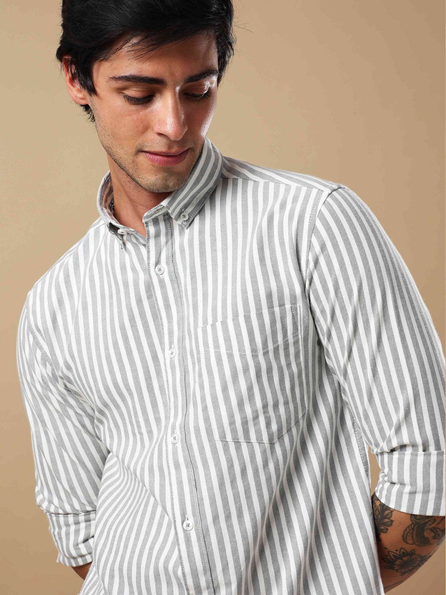 Clasico Stripe Brown Shirt