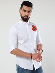 Poppy Print White Shirt