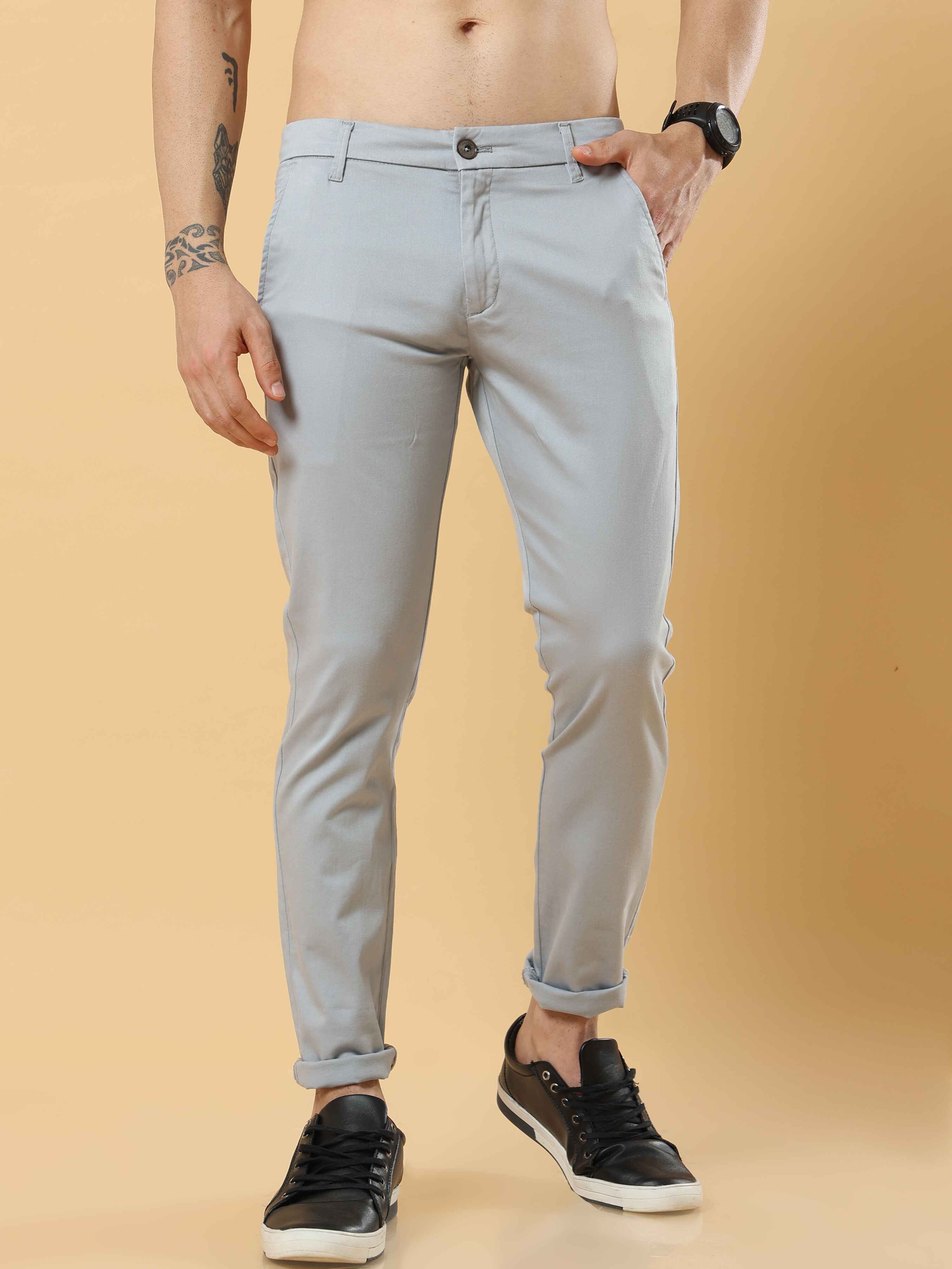 Light Grey Feather Feel Chinos Trousers