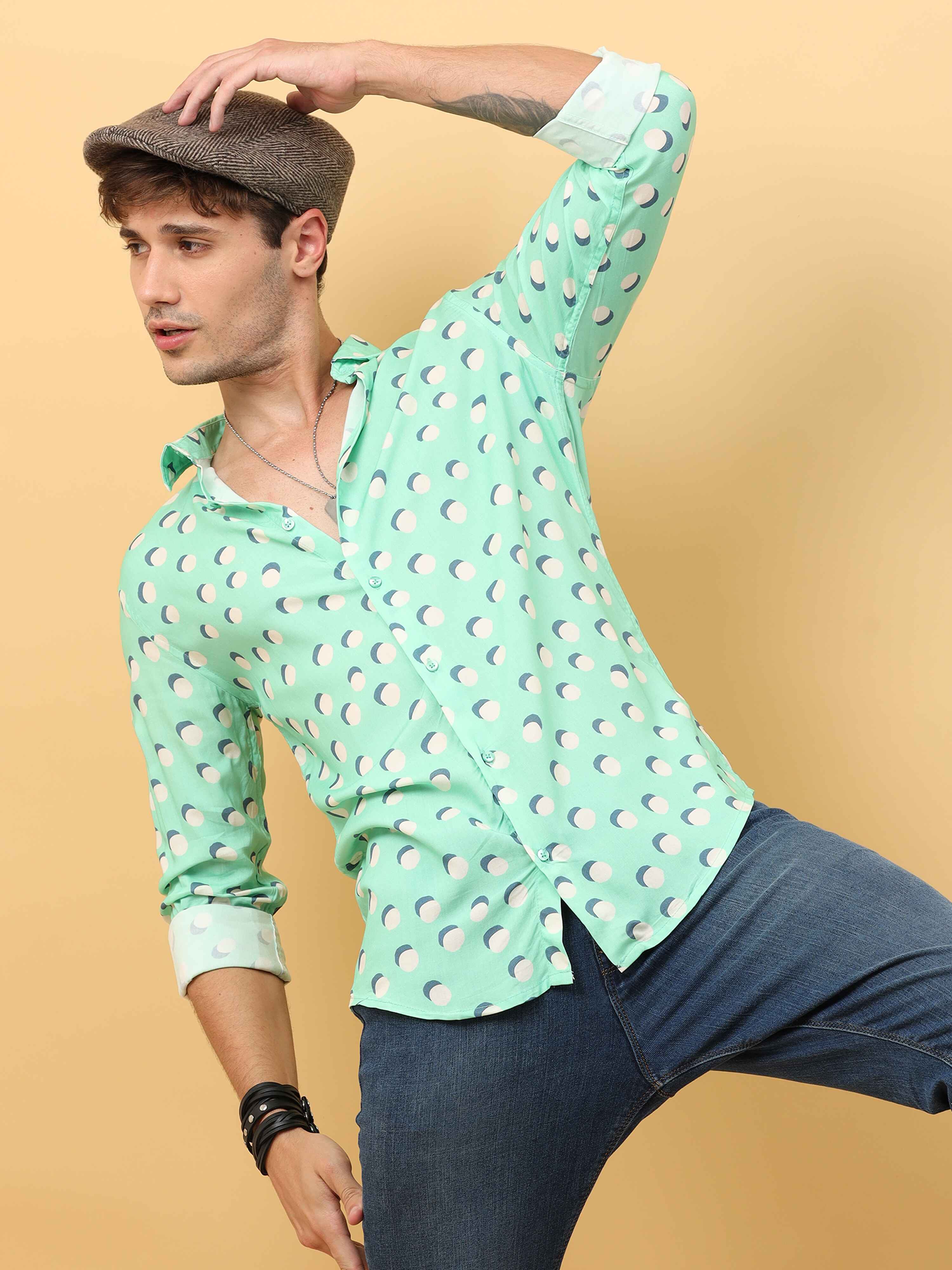 Green Fancy Dots Shirt