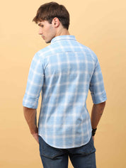Blue Linen Check Shirt