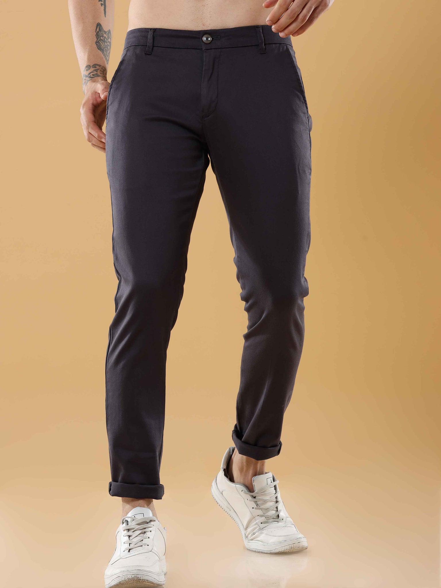 Carbon Black Feather Feel Chinos Trousers
