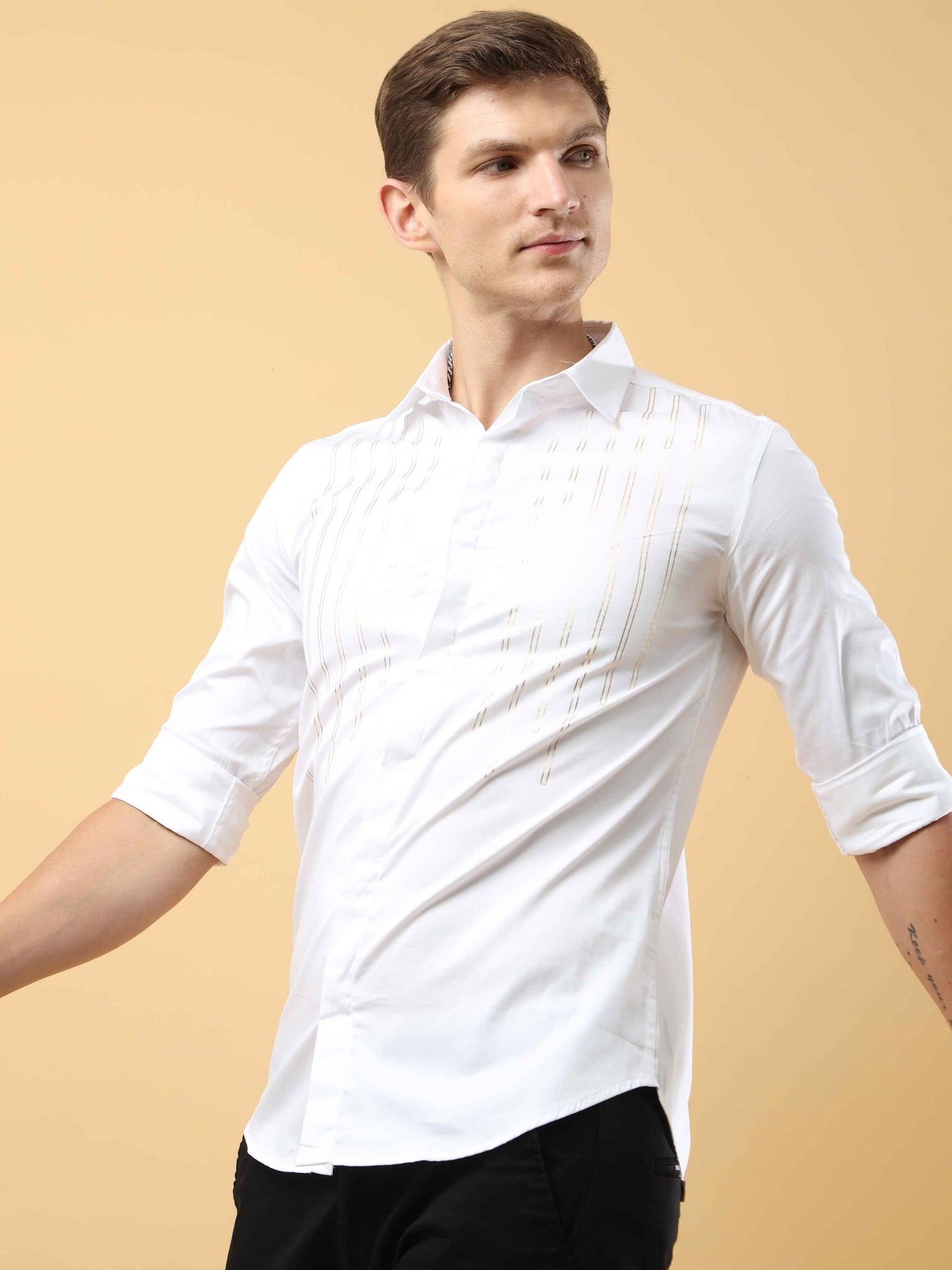White Foil Printed Shirt