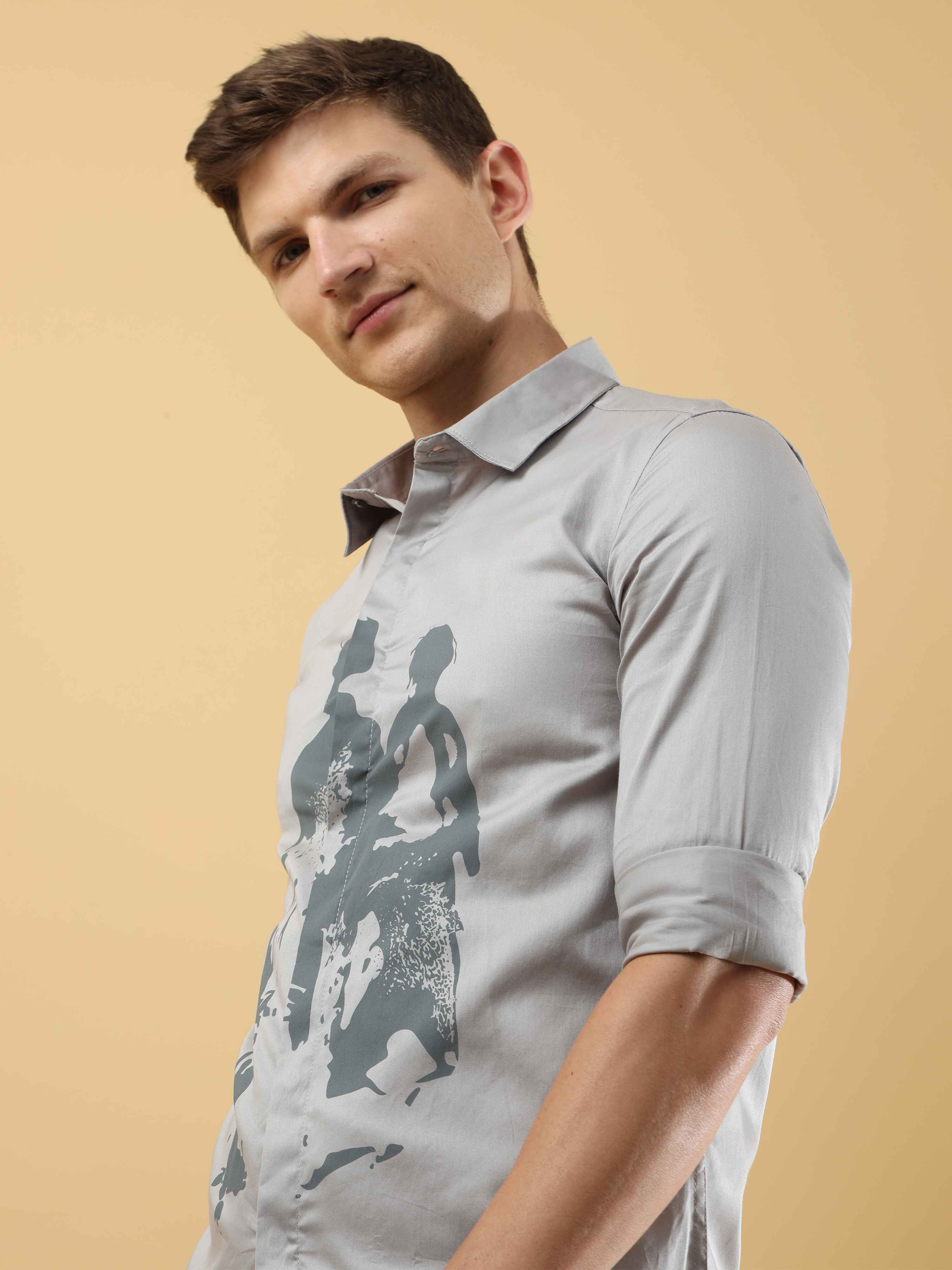 Light Grey Digital Printed Shirt