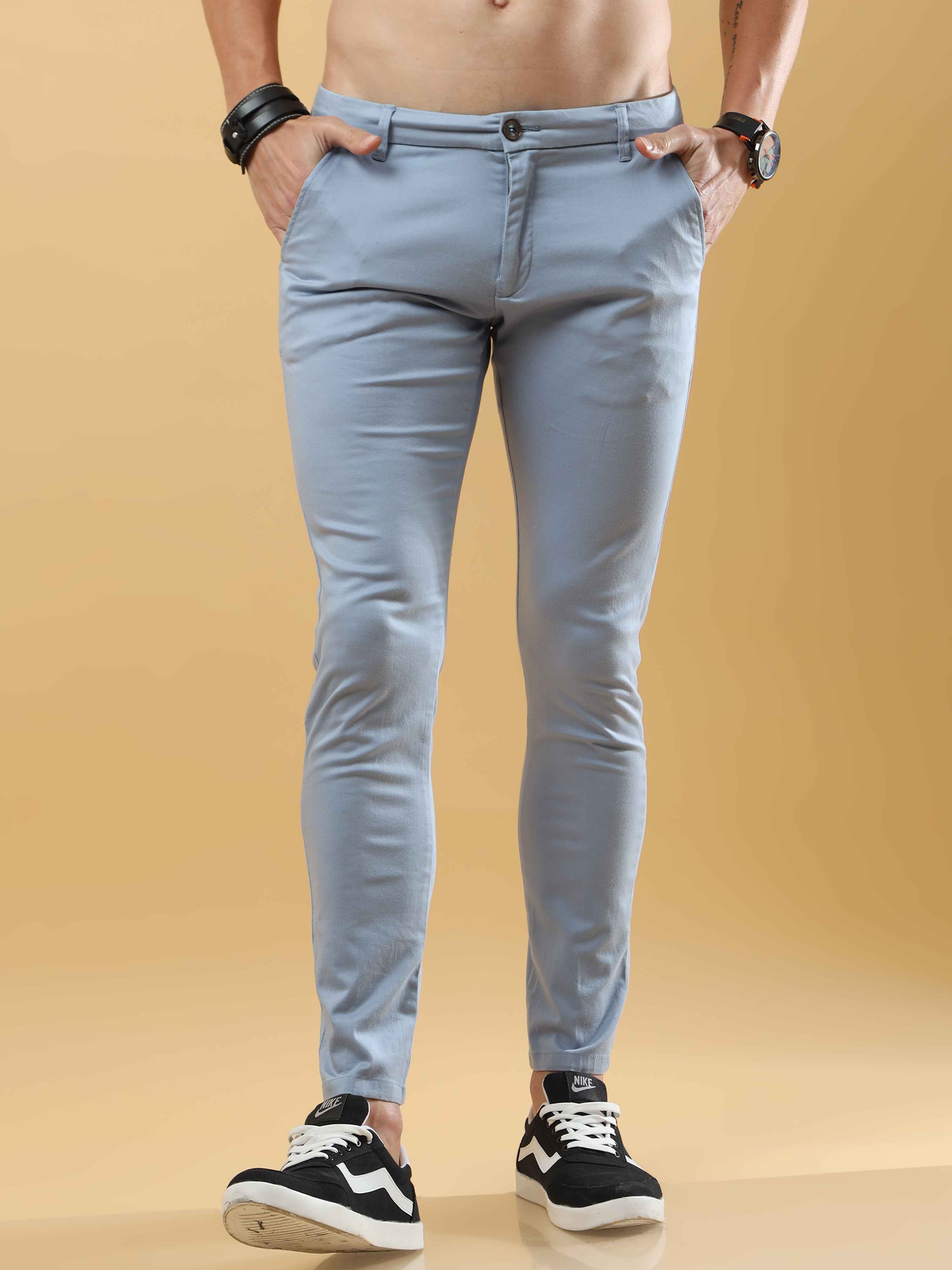 Light Blue Feather Feel Chinos Trousers