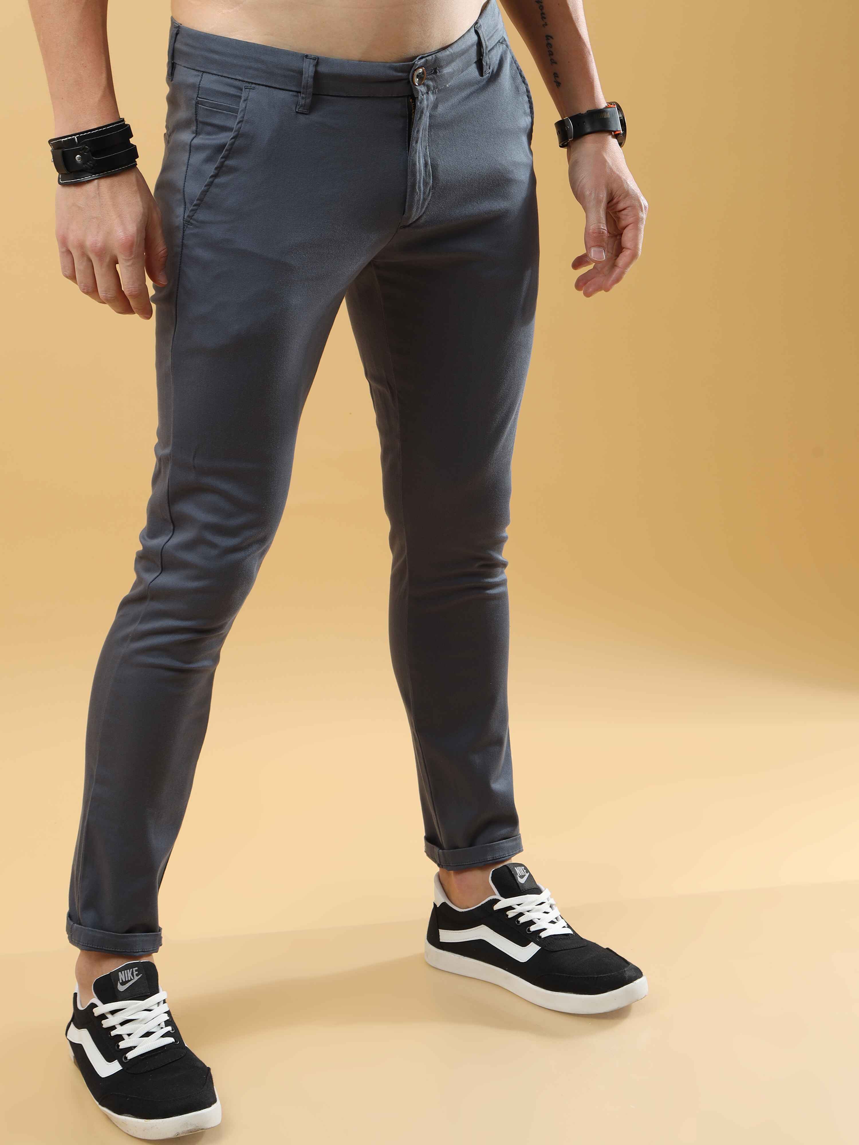 Grey Feather Feel Chinos Trousers