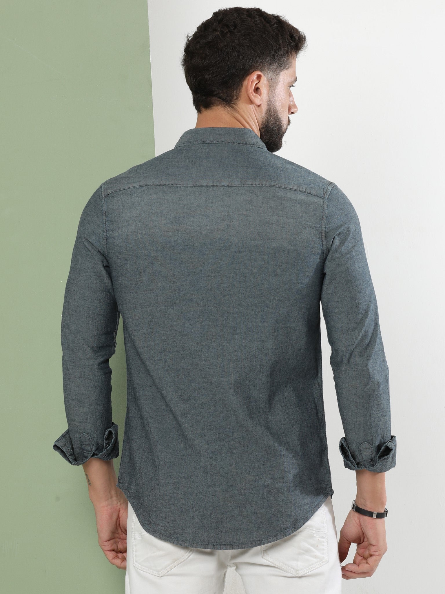 Italian Slate Grey Denim Shirt