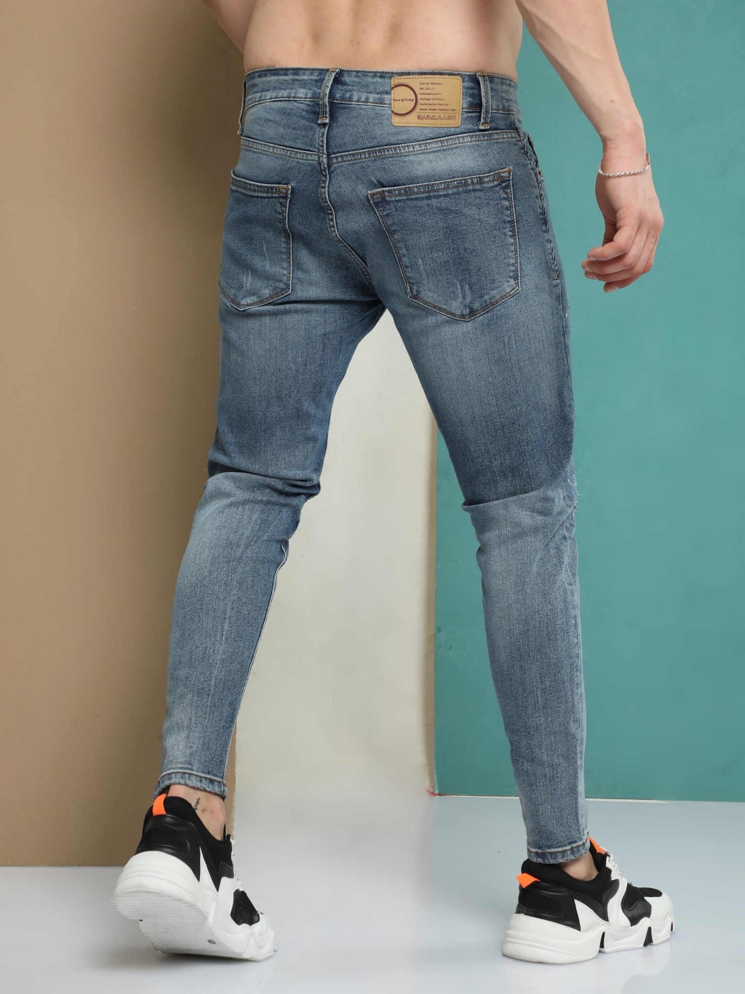 Yinmn Blue Skinny Jeans for Men