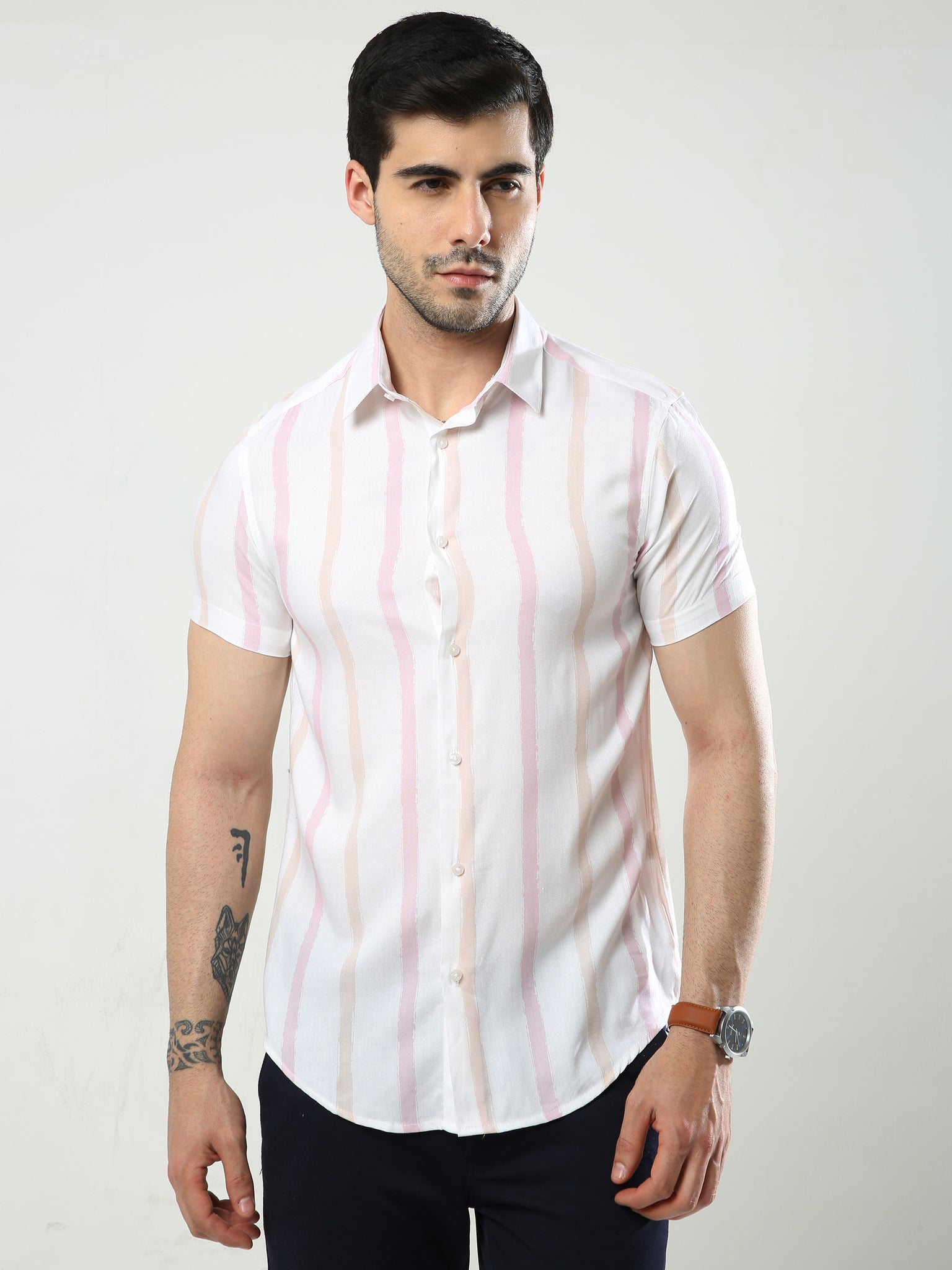 Band Stripe Pink Shirt